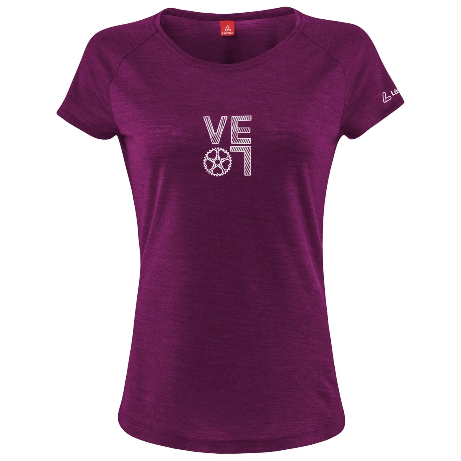 Дамска мериносова блуза Löffler Women's Printshirt Velo Merino-Tencel Merino shirt - Bordeaux