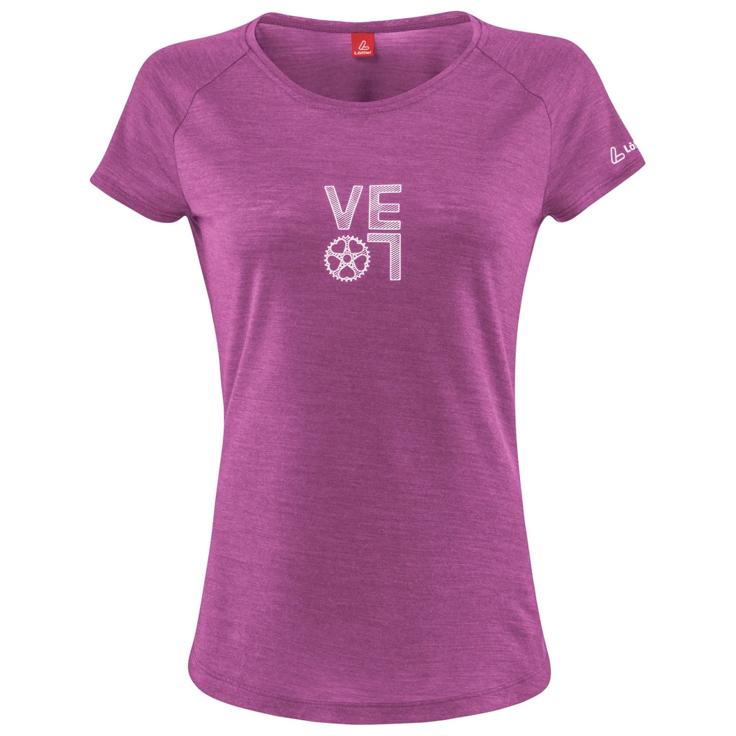 Дамска мериносова блуза Löffler Women's Printshirt Velo Merino-Tencel Merino shirt - Rose