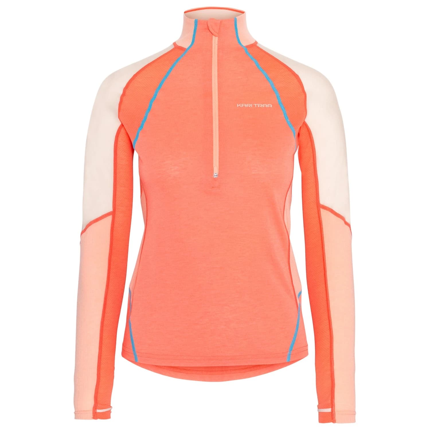 Дамско синтетично термобельо Kari Traa Women's Alma Half Zip Longsleeve - Coral