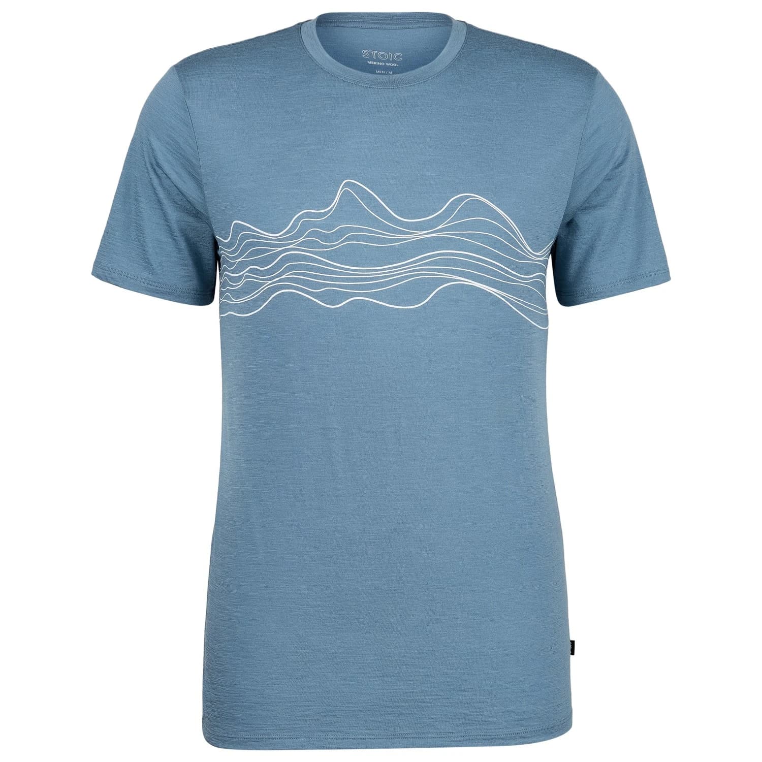 Мъжка мериносова блуза Stoic Merino155 LaholmSt. Print T-Shirt Lines Merino shirt - Ocean Blue