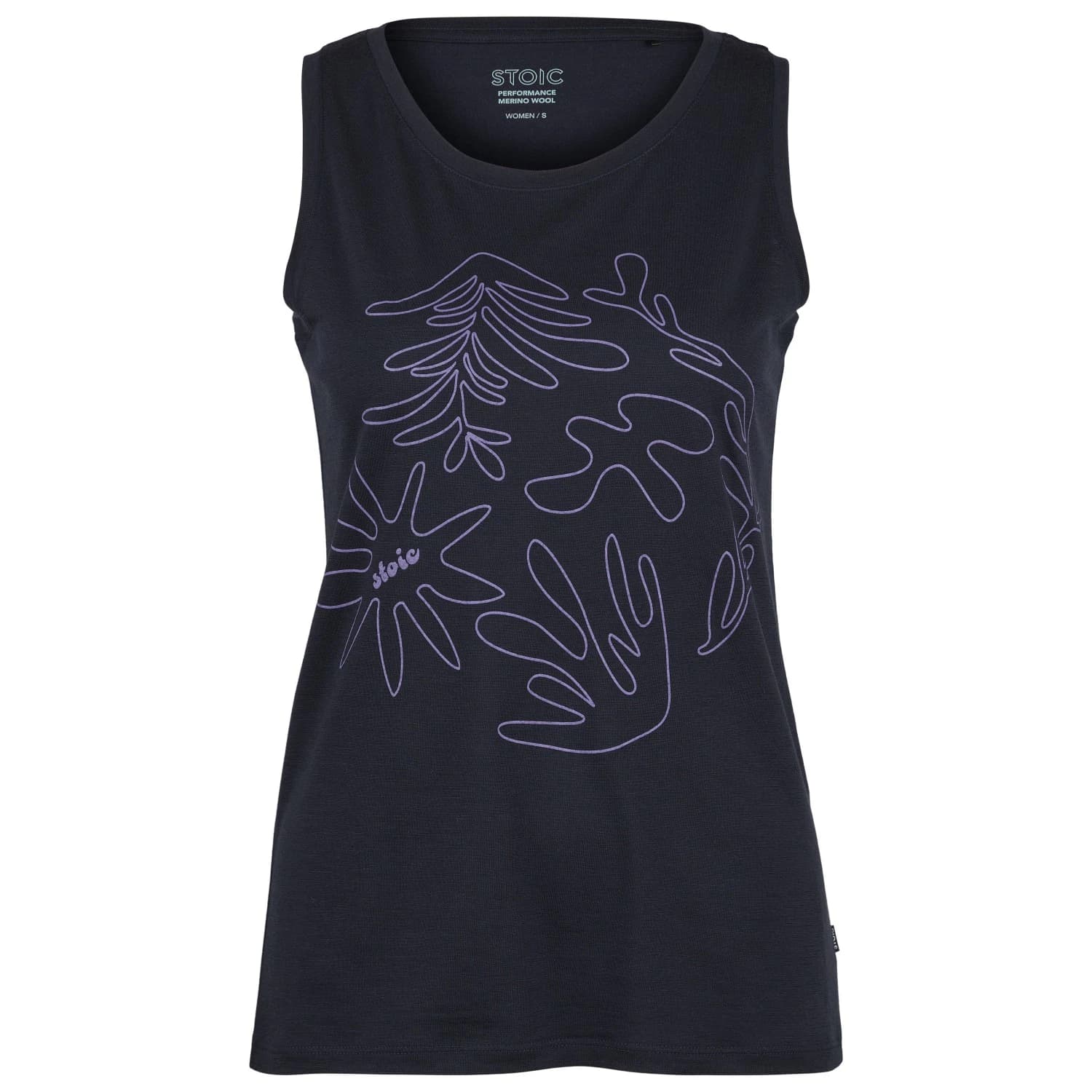 Дамска мериносова блуза Stoic Women's Merino155 LaholmSt. Print Tank Flowers Merino shirt - Dark Navy