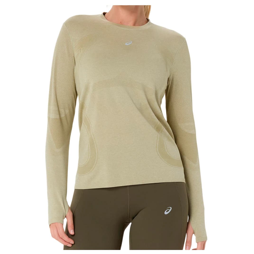 Дамска тениска Asics Women's Road Seamless L/S Top Running shirt - Khaki / Cream