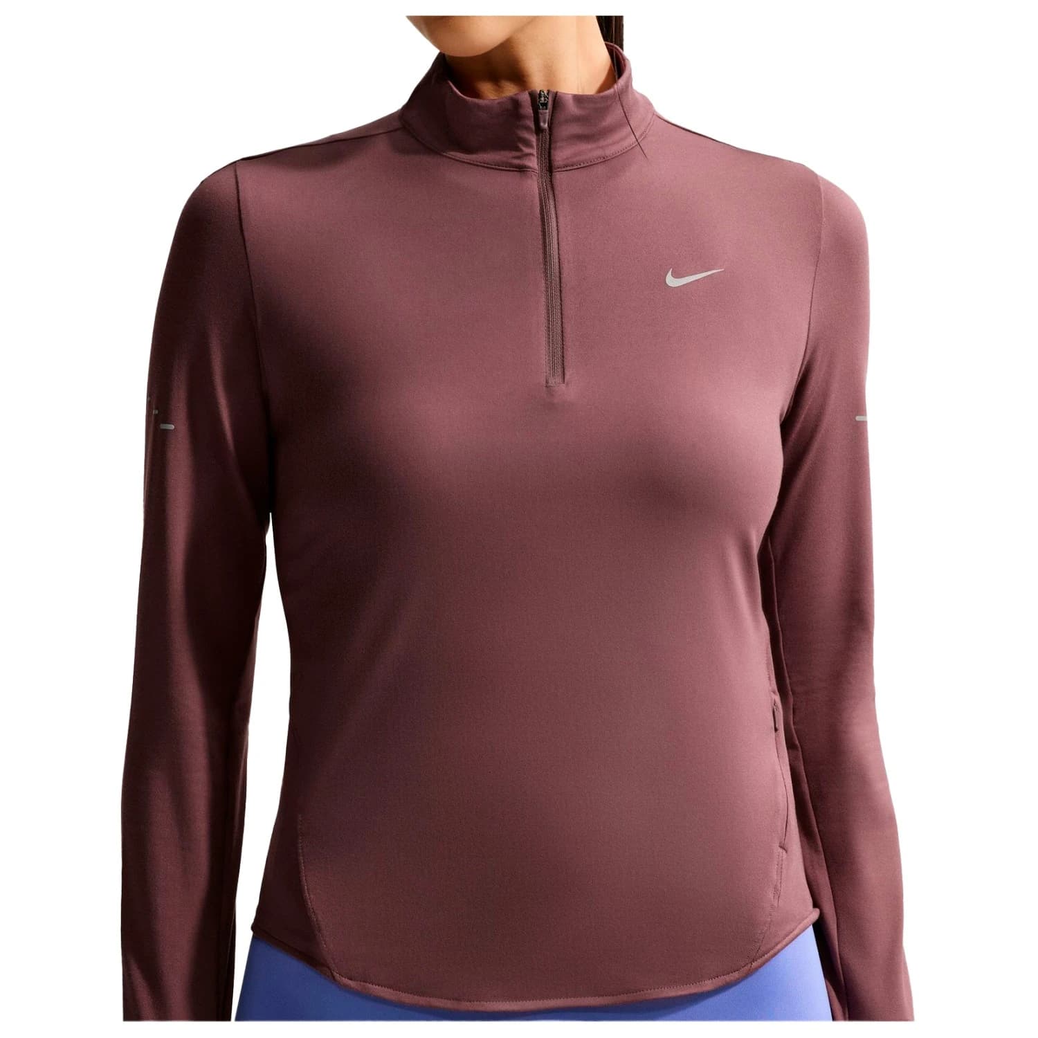 Дамска тениска Nike Women's Swift Dri-Fit UV 1/2-Zip Running Top Running shirt - Tattoo / Reflective Silver