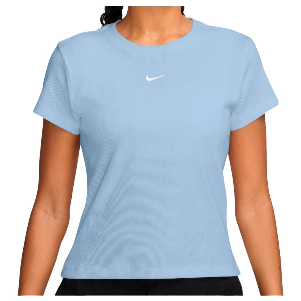 Дамска спортна тениска Nike Women's Sportswear Tight Ribbed S/S T-Shirt Sport shirt - Hydrogen Blue