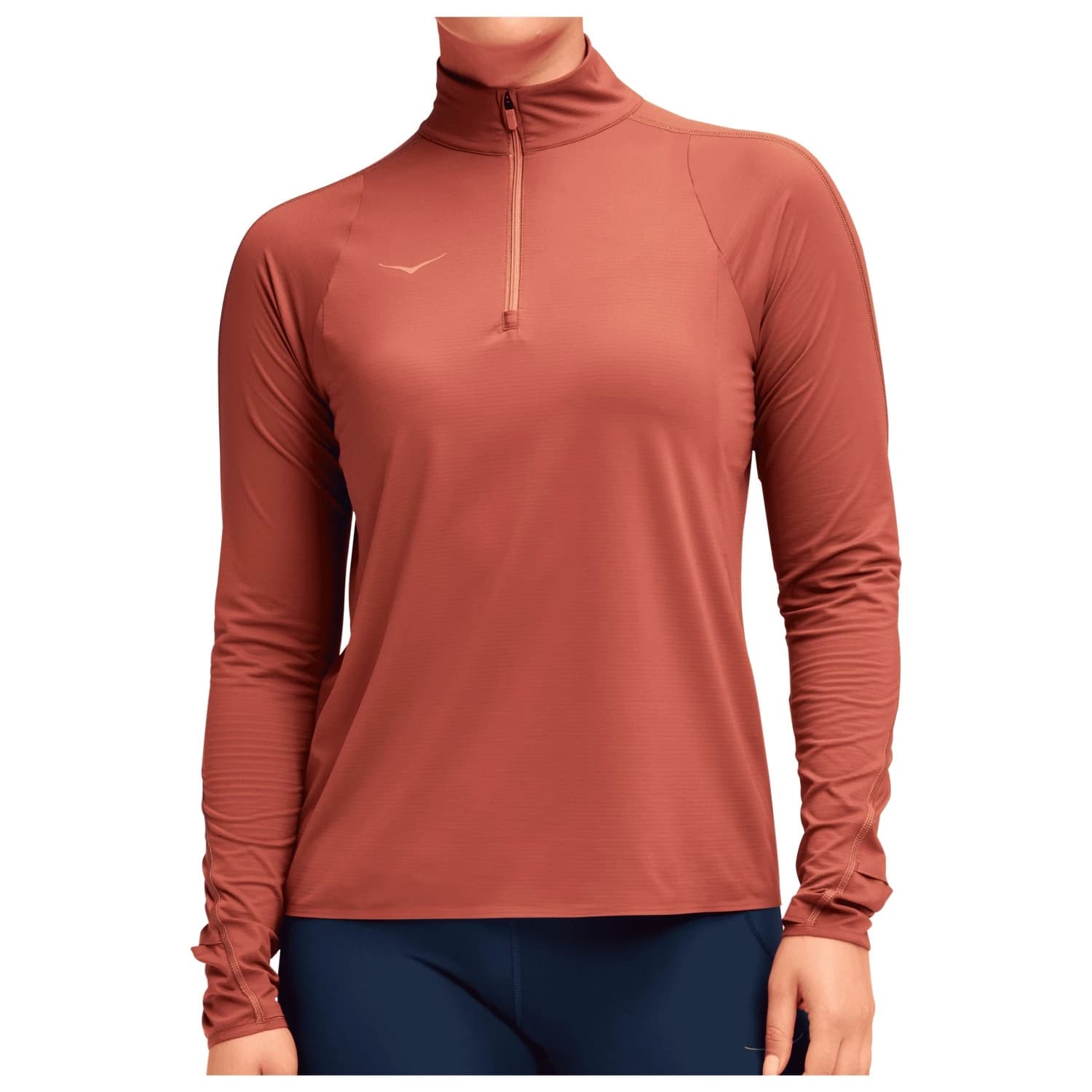 Дамска тениска HOKA Women's Glidetech Quarter Zip Running shirt - Rouge