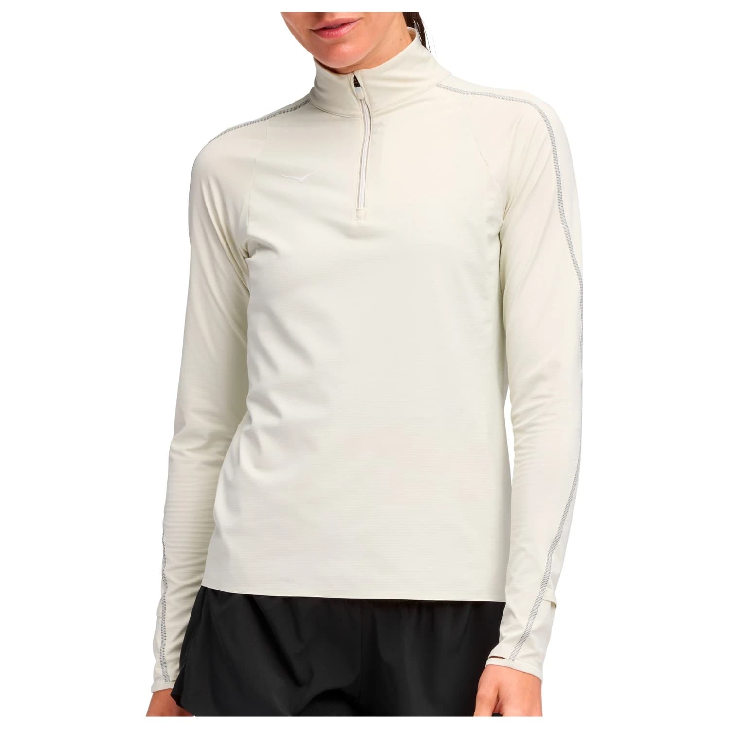 Дамска тениска HOKA Women's Glidetech Quarter Zip Running shirt - Truffle Salt