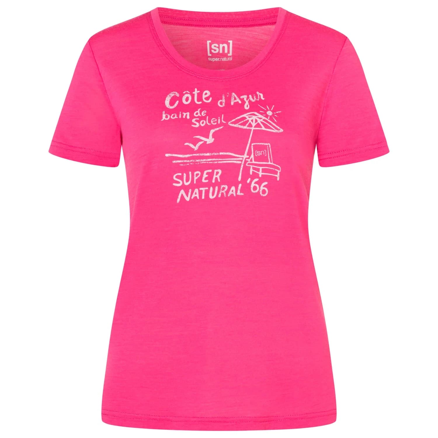 Дамска мериносова блуза super.natural Women's Cote D'Azur Tee Merino shirt - Pinky Rose / White Stone
