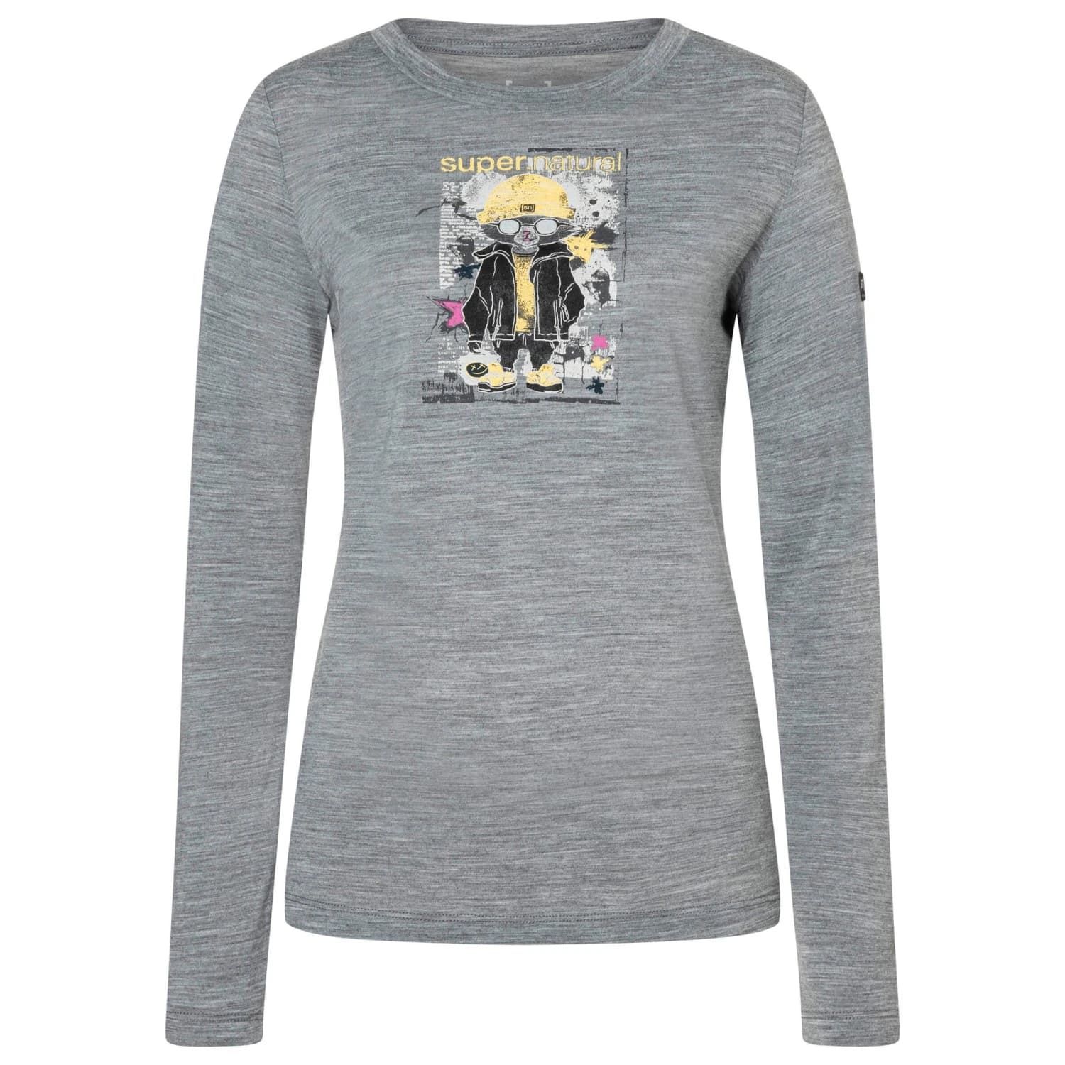 Дамска мериносова блуза super.natural Women's Crazy Mouse L/S Merino shirt - Cashmere Grey Melange / Various