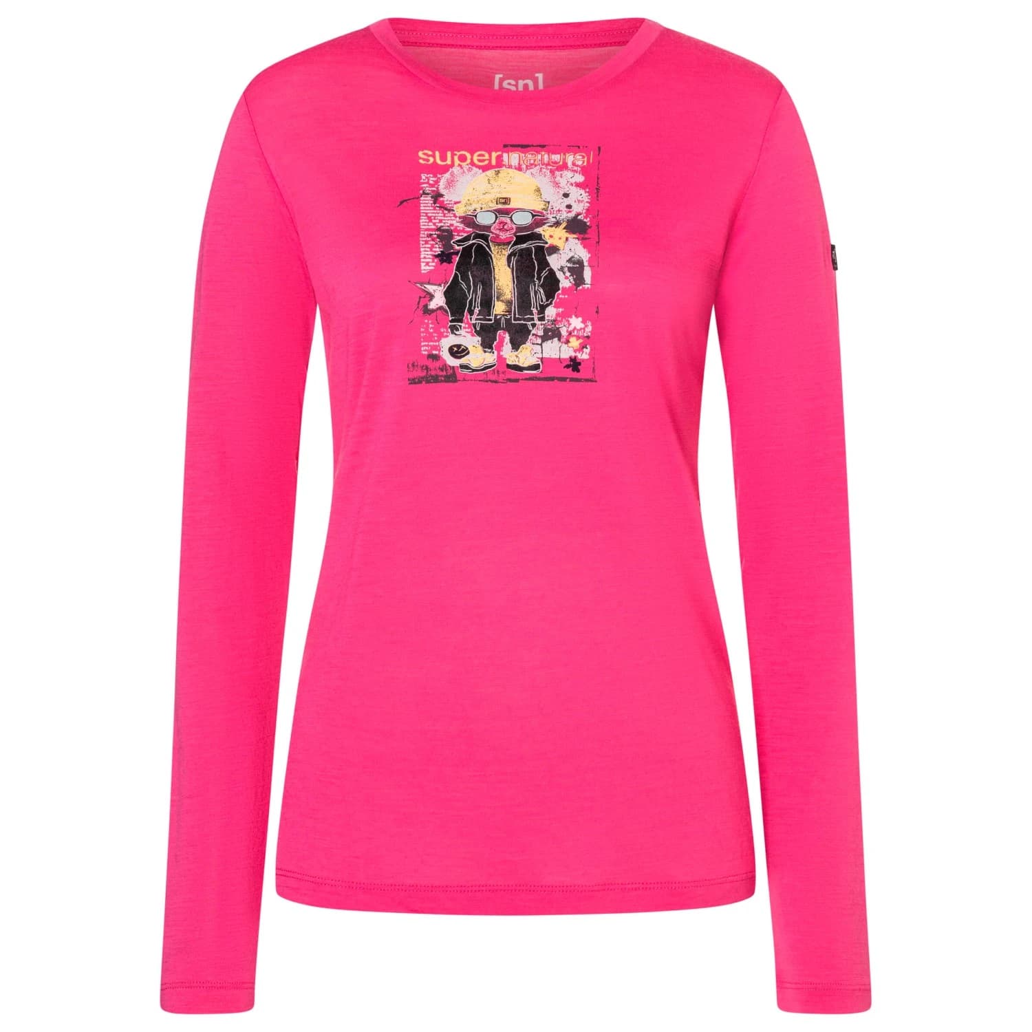Дамска мериносова блуза super.natural Women's Crazy Mouse L/S Merino shirt - Pinky Rose / Various