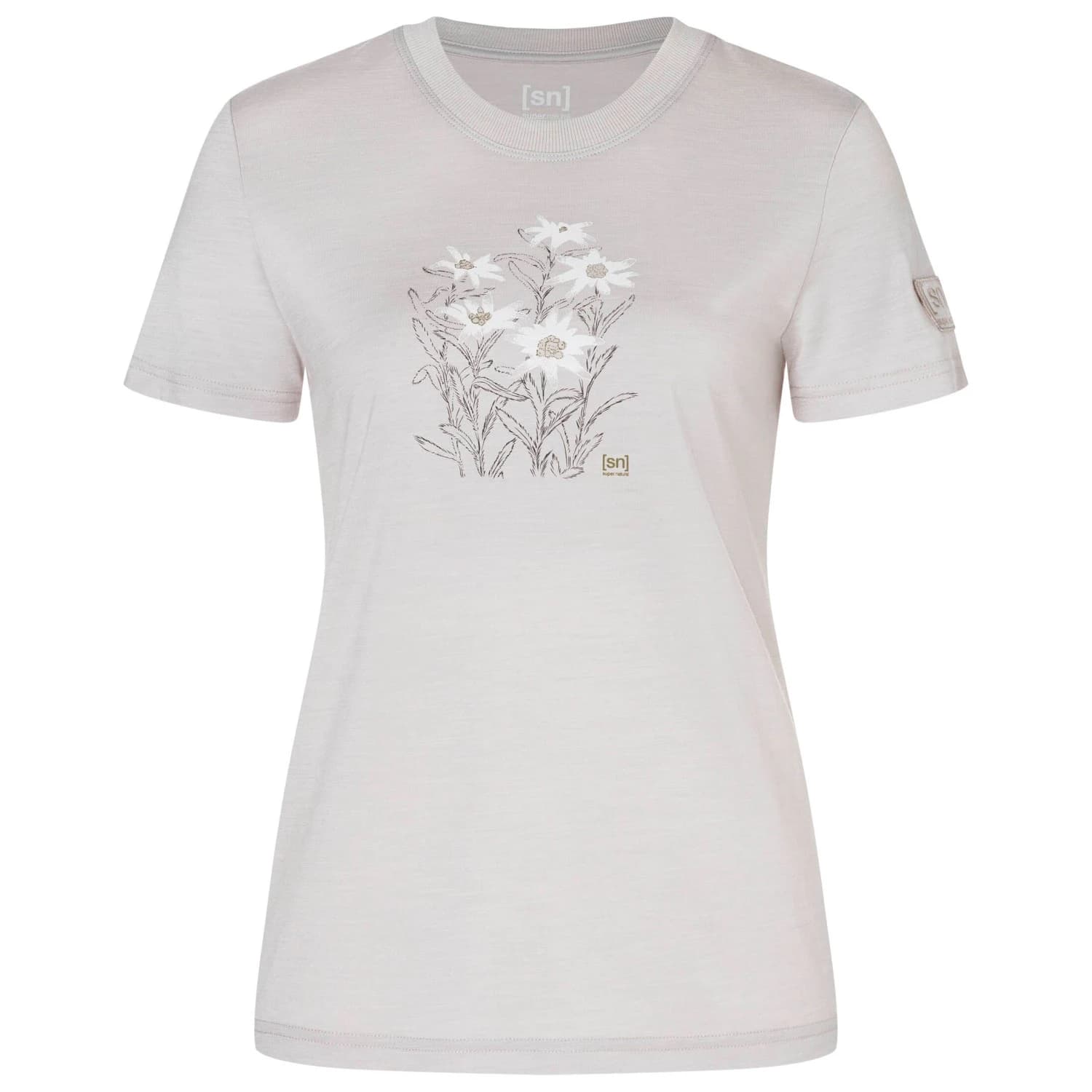 Дамска мериносова блуза Super.natural Women's Edelweiss Bio Jersey Tee Merino shirt - White Stone Melange / Various