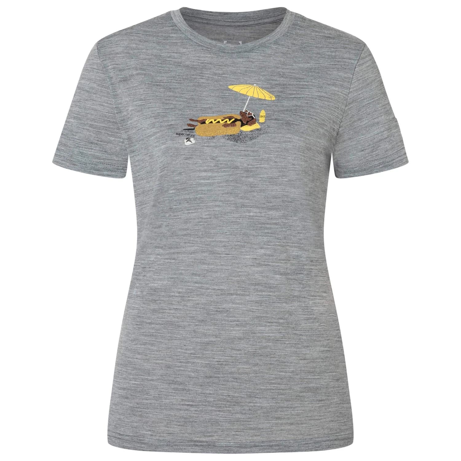 Дамска мериносова блуза super.natural Women's Hot Dog Tee Merino shirt - Cashmere Grey Melange / Various