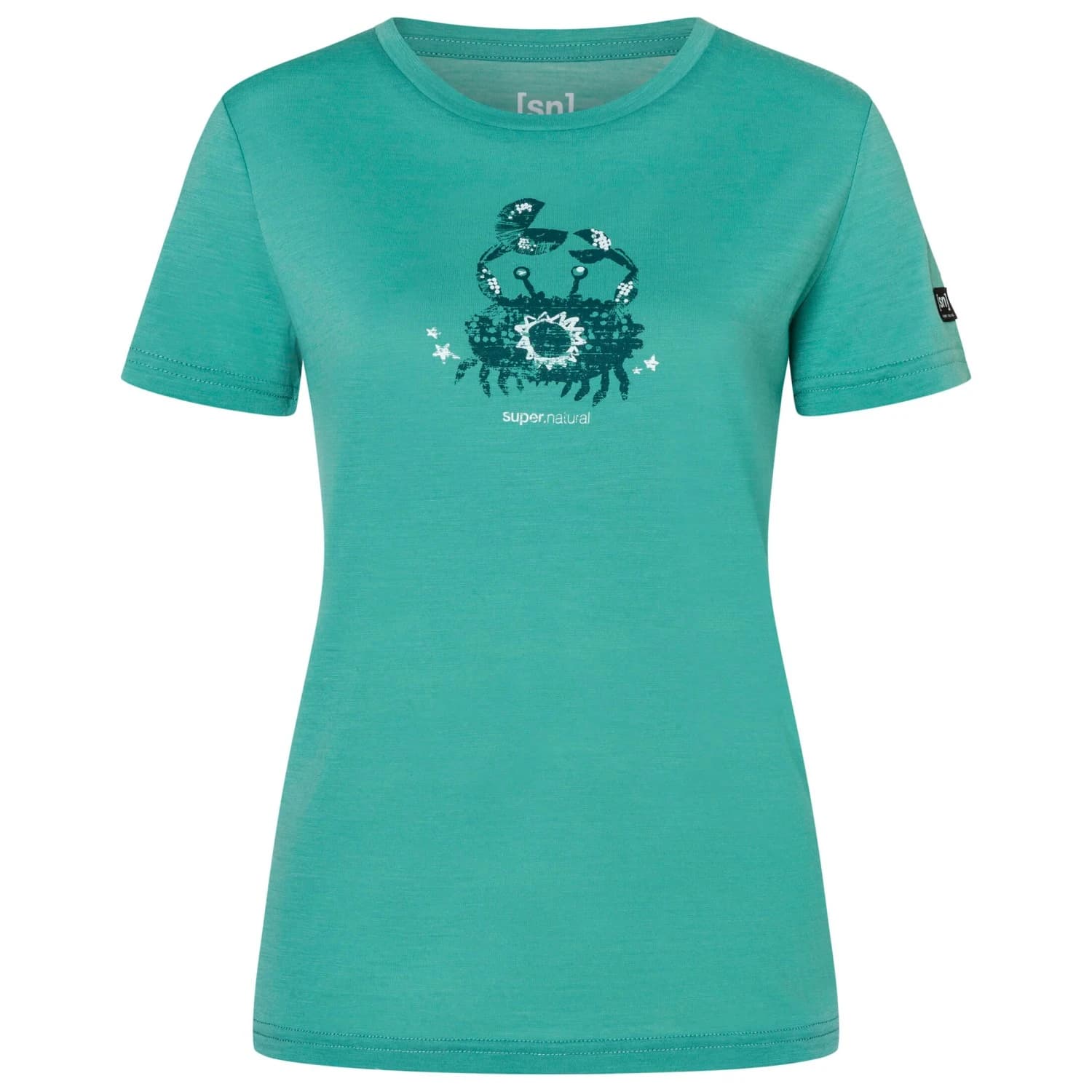 Дамска мериносова блуза super.natural Women's Mrs Crab Tee Merino shirt - Lagoon Green / Various