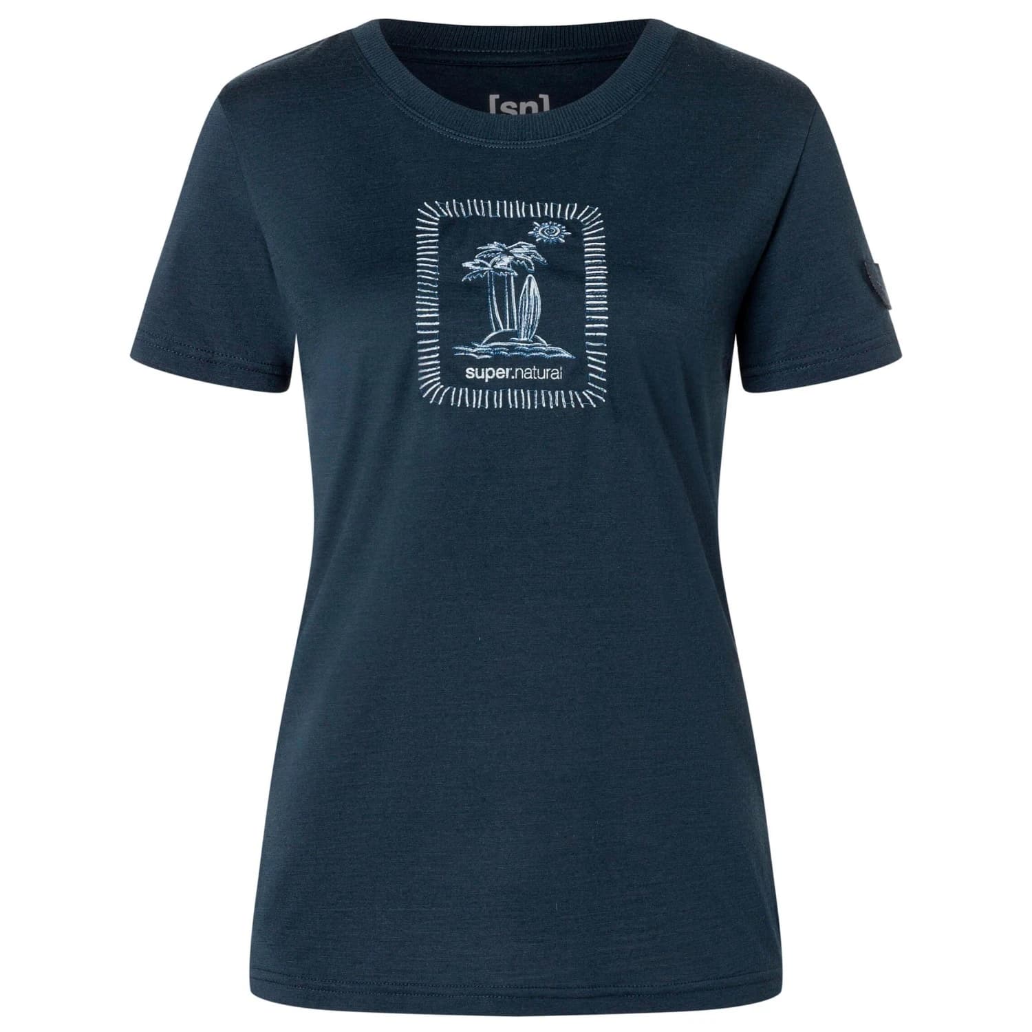 Дамска мериносова блуза super.natural Women's Palm Island Bio Jersey Tee Merino shirt - Blueberry / White Stone / Ocean Blue