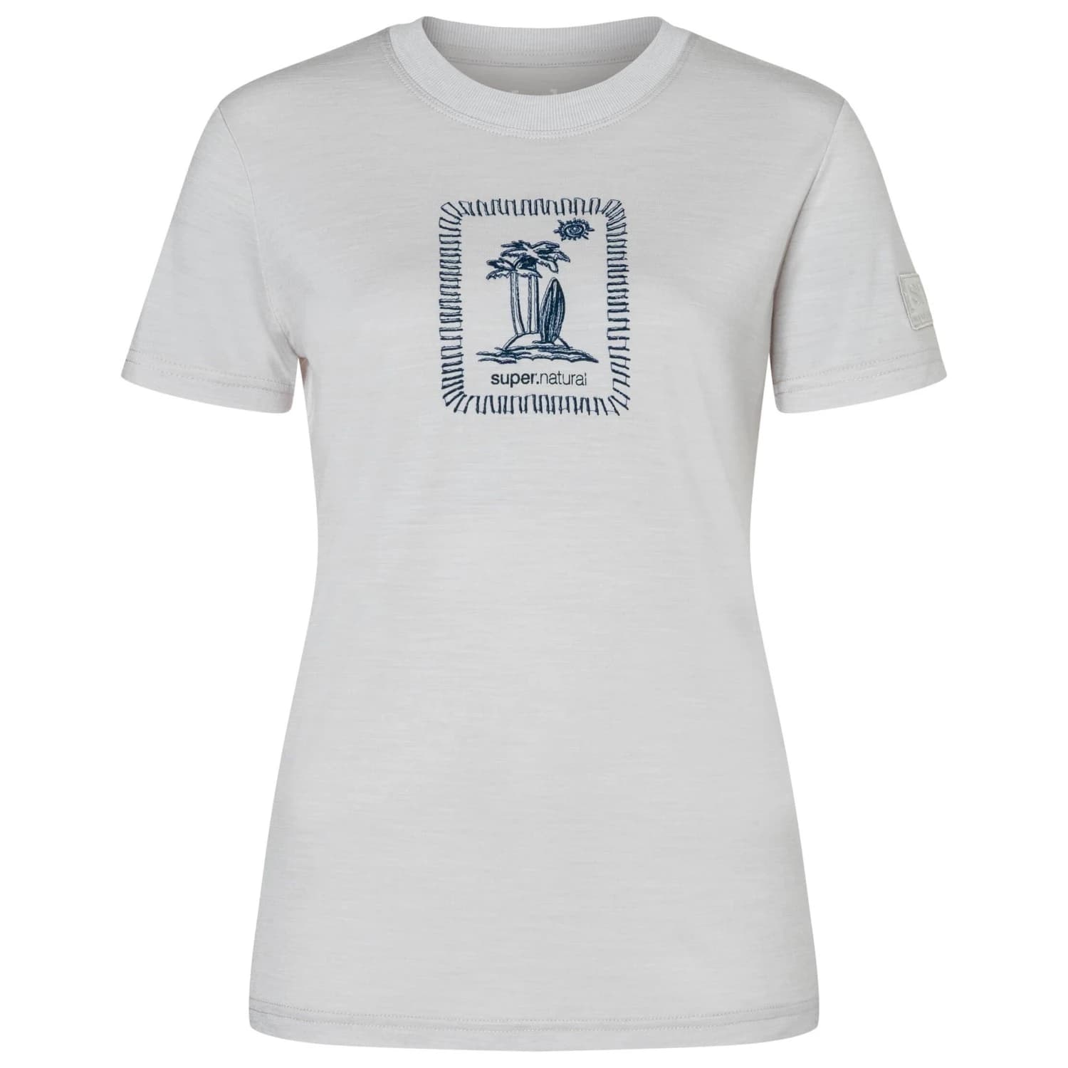 Дамска мериносова блуза super.natural Women's Palm Island Bio Jersey Tee Merino shirt - White Stone Melange / Blueberry