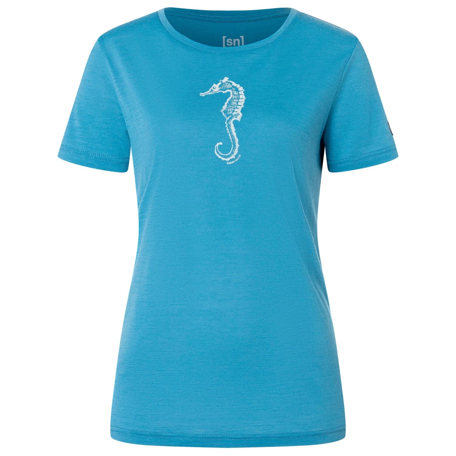 Дамска мериносова блуза super.natural Women's Sea Horse Tee Merino shirt - Blue Heaven / White Stone