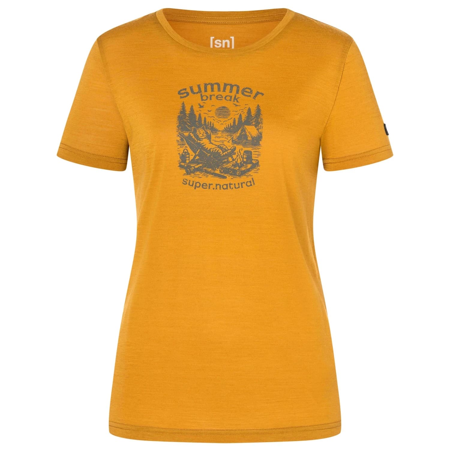 Дамска мериносова блуза super.natural Women's Summer Break Tee Merino shirt - Dried Tobacco / Cashmere Grey Melange