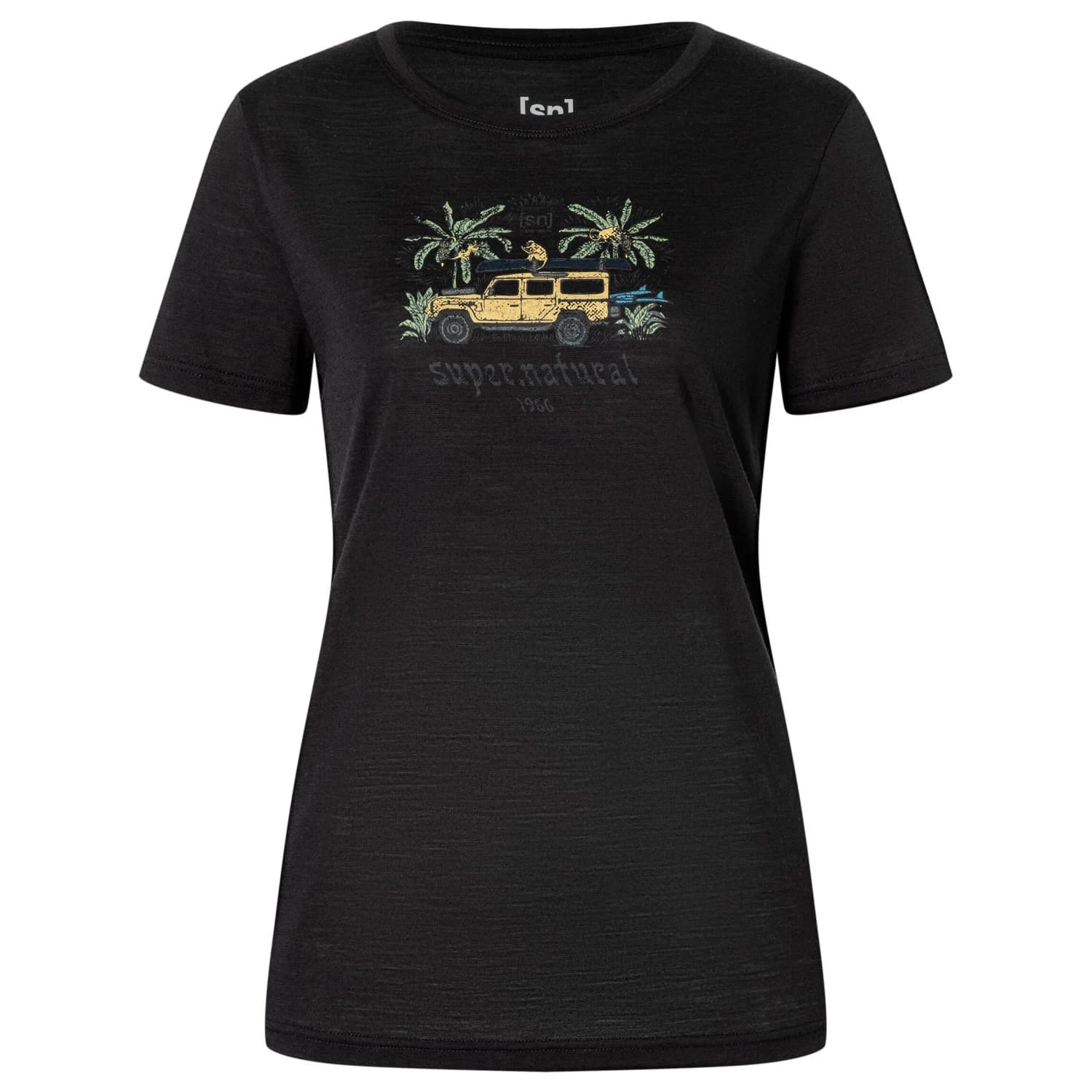 Дамска мериносова блуза super.natural Women's Tropicar Tee Merino shirt - Jet Black / Various