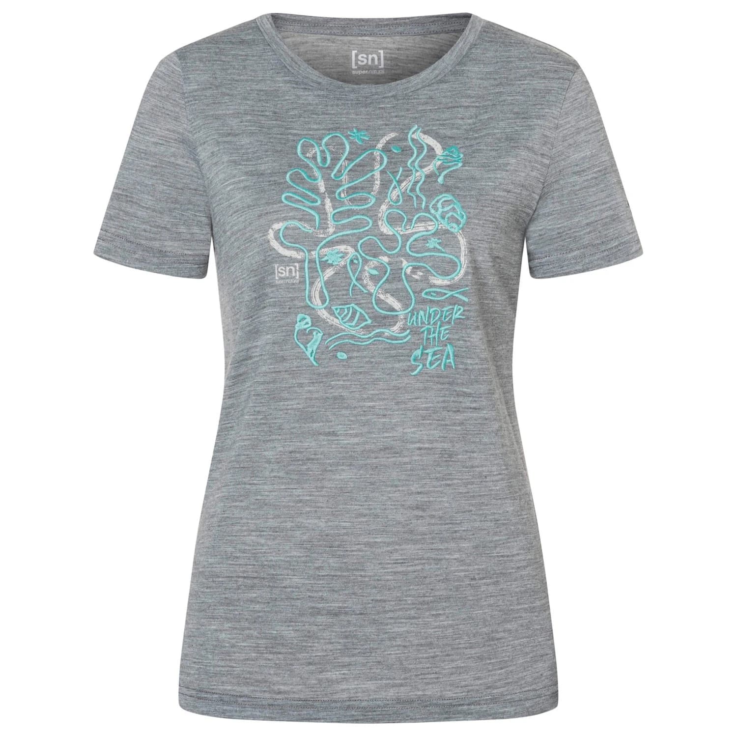 Дамска мериносова блуза super.natural Women's Under The Sea Tee Merino shirt - Cashmere Grey Melange / Various