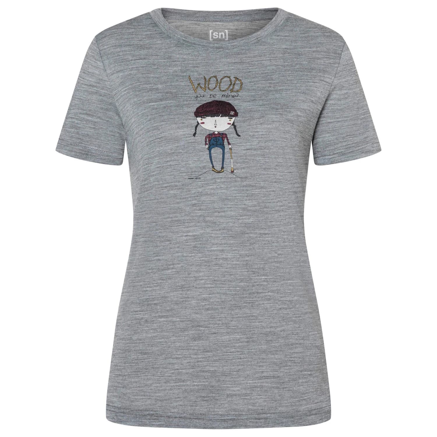 Дамска мериносова блуза super.natural Women's Wood Craftine Tee Merino shirt - Cashmere Grey Melange / Various