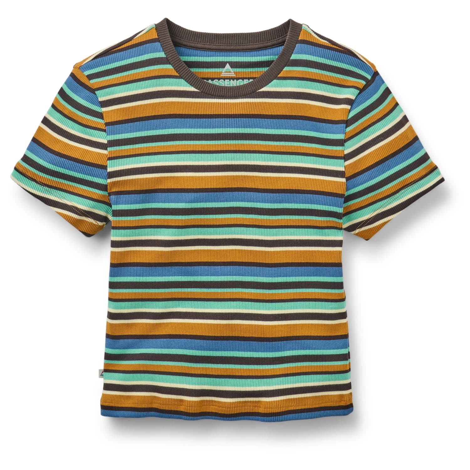 Дамска тениска Passenger Women's Out There Ribbed T-Shirt - Espresso Multi Stripe