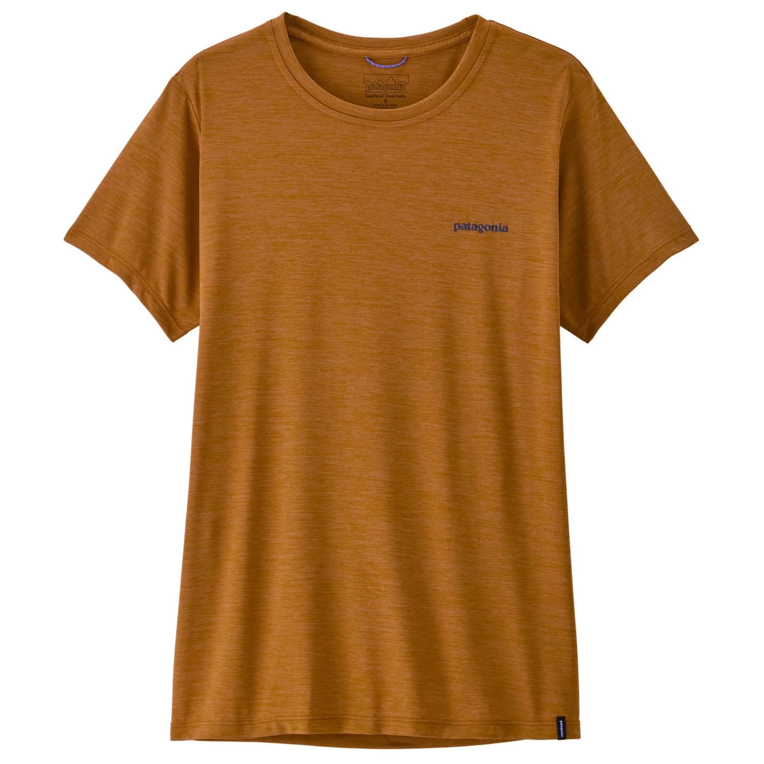 Дамска спортна тениска Patagonia Women's Cap Cool Daily Shirt Boardshort Logo Sport shirt - Cinnamon Brown / Dark Cinnamon Brown X-Dye
