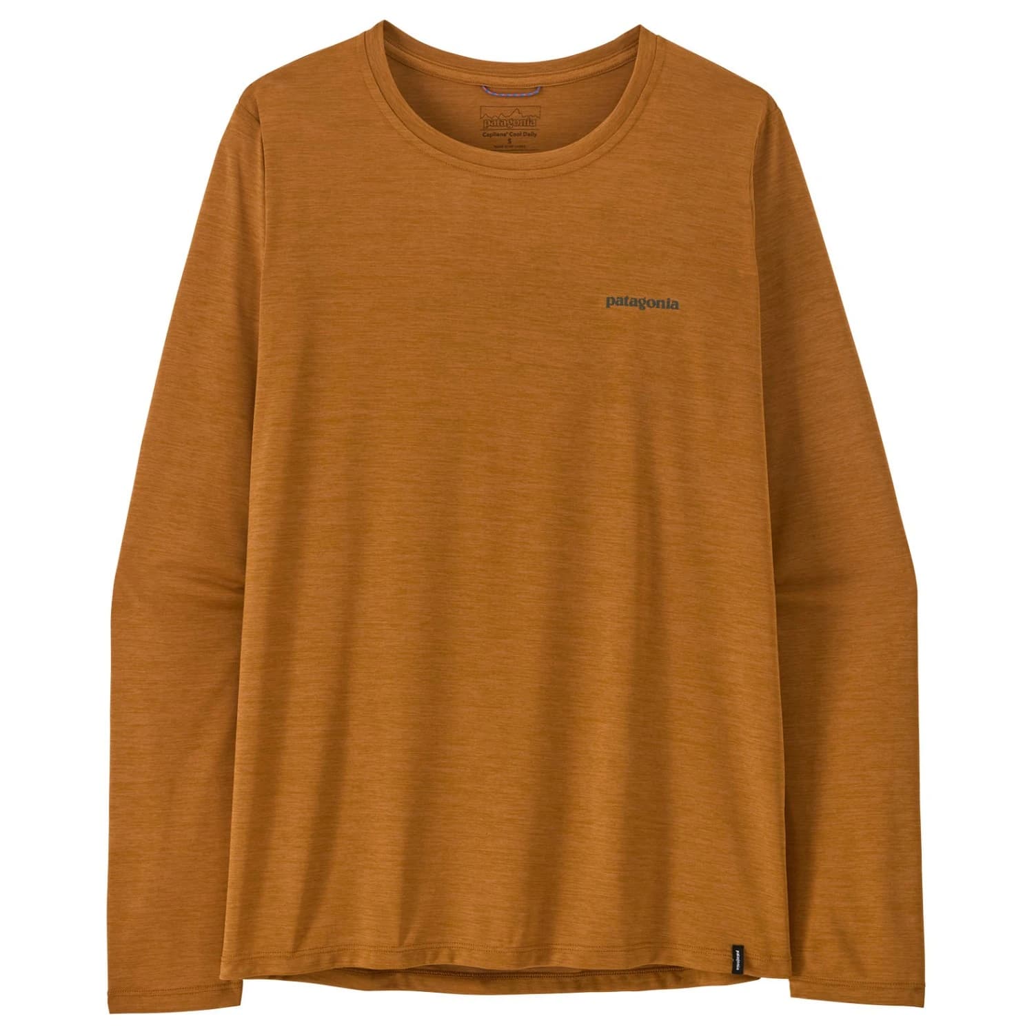 Дамска спортна тениска Patagonia Women's L/S Cap Cool Daily Shirt Boardshort Logo Sport shirt - Cinnamon Brown / Dark Cinnamon Brown X-Dye