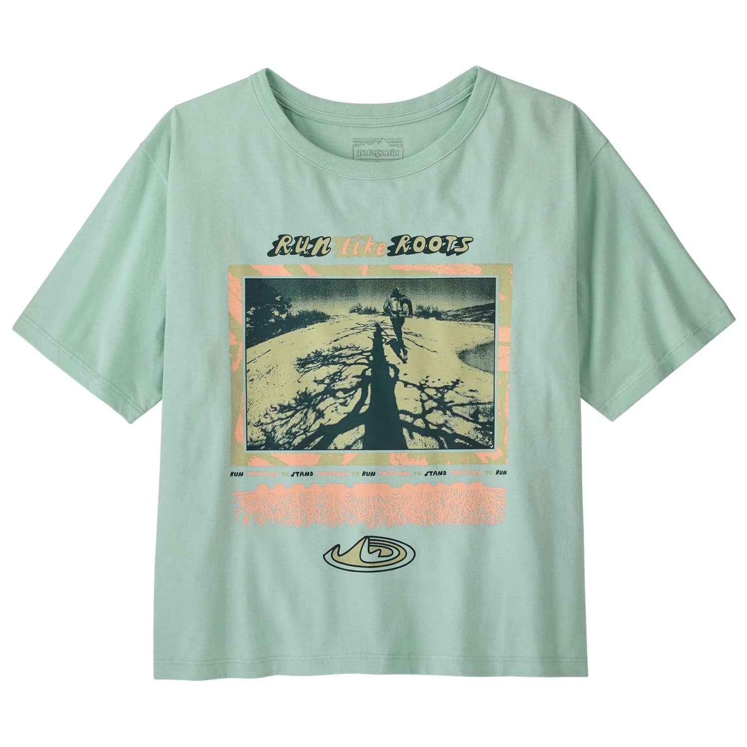 Дамска тениска Patagonia Women's Run Like Roots Easy Cut T-Shirt - Thin Ice