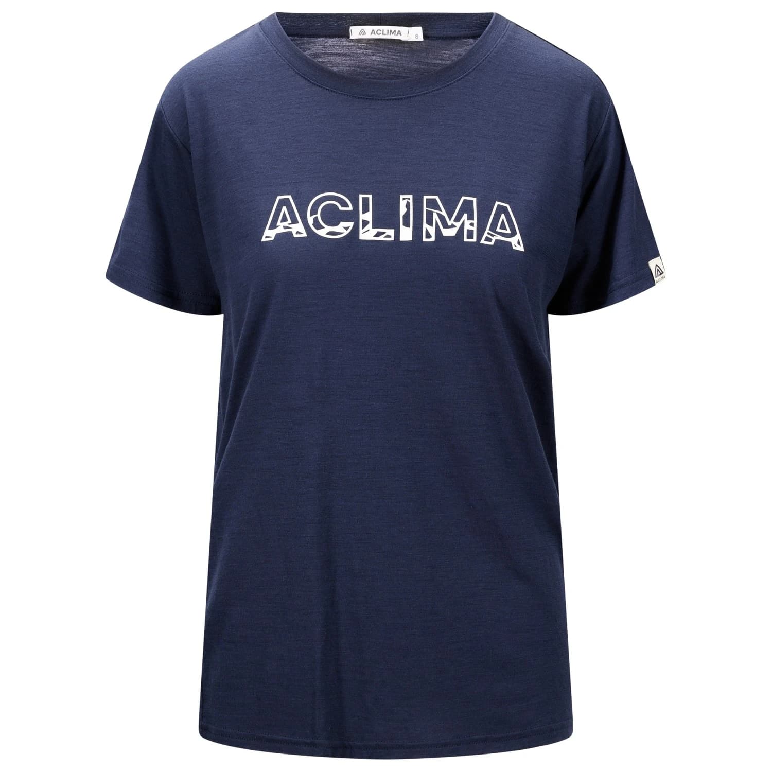 Дамска мериносова блуза Aclima Women's Lightwool Tee Logo Merino shirt - Navy Blazer