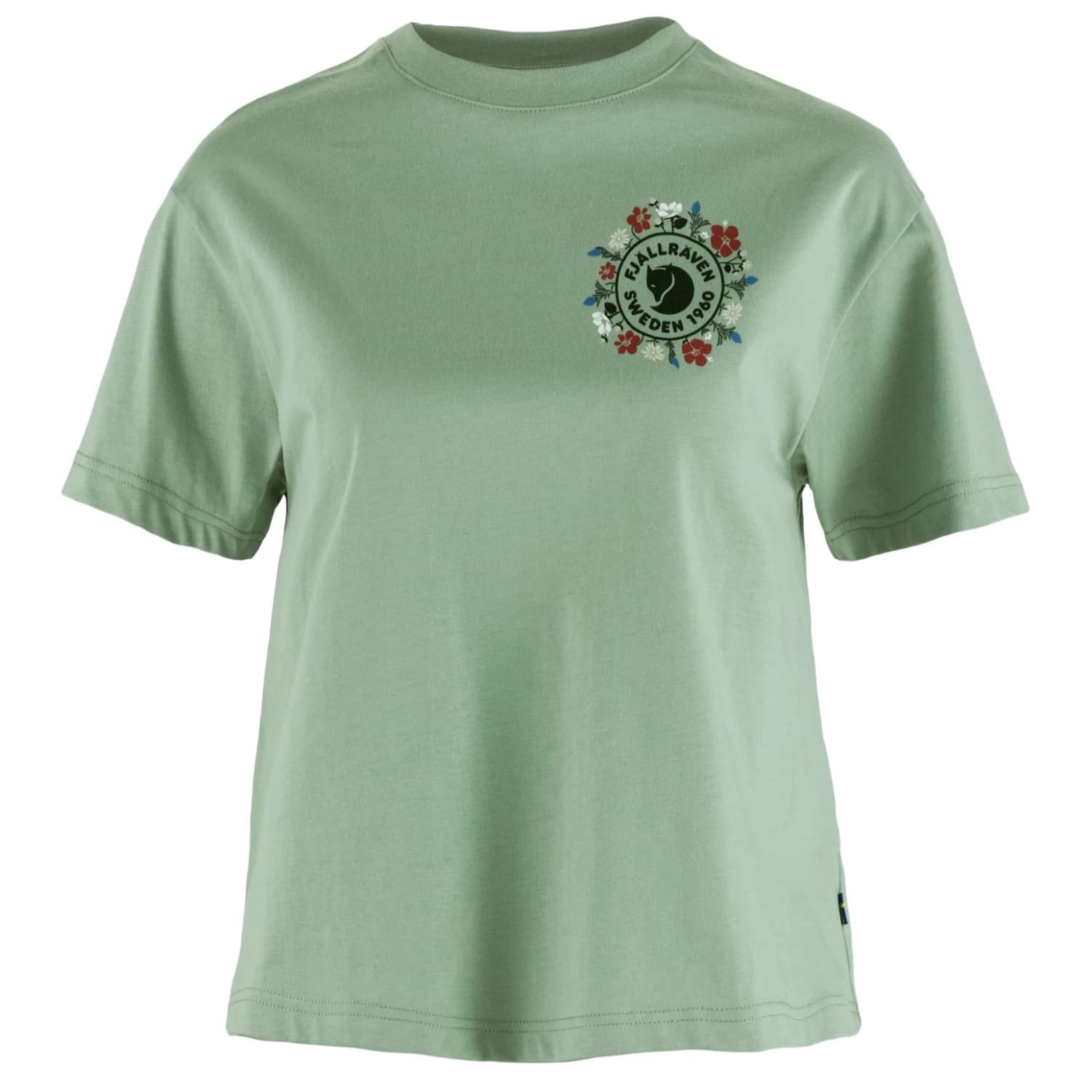 Дамска тениска Fjällräven Women's Fjällblomster Logo T-Shirt - Misty Green