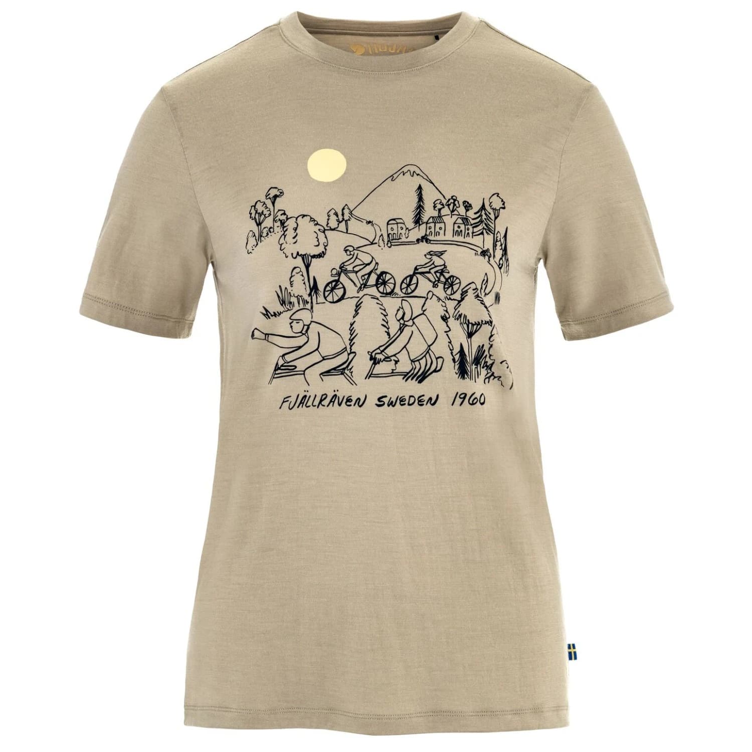 Дамска мериносова блуза Fjällräven Women's Hoja Lugnt Wool T-Shirt Merino shirt - Fossil