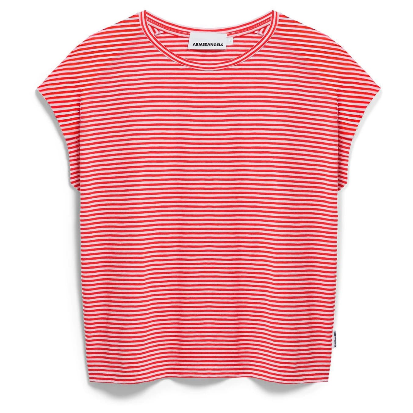 Дамска тениска ARMEDANGELS Women's Slub Jersey Stripe T-shirt - Pink Mist / Mars Red
