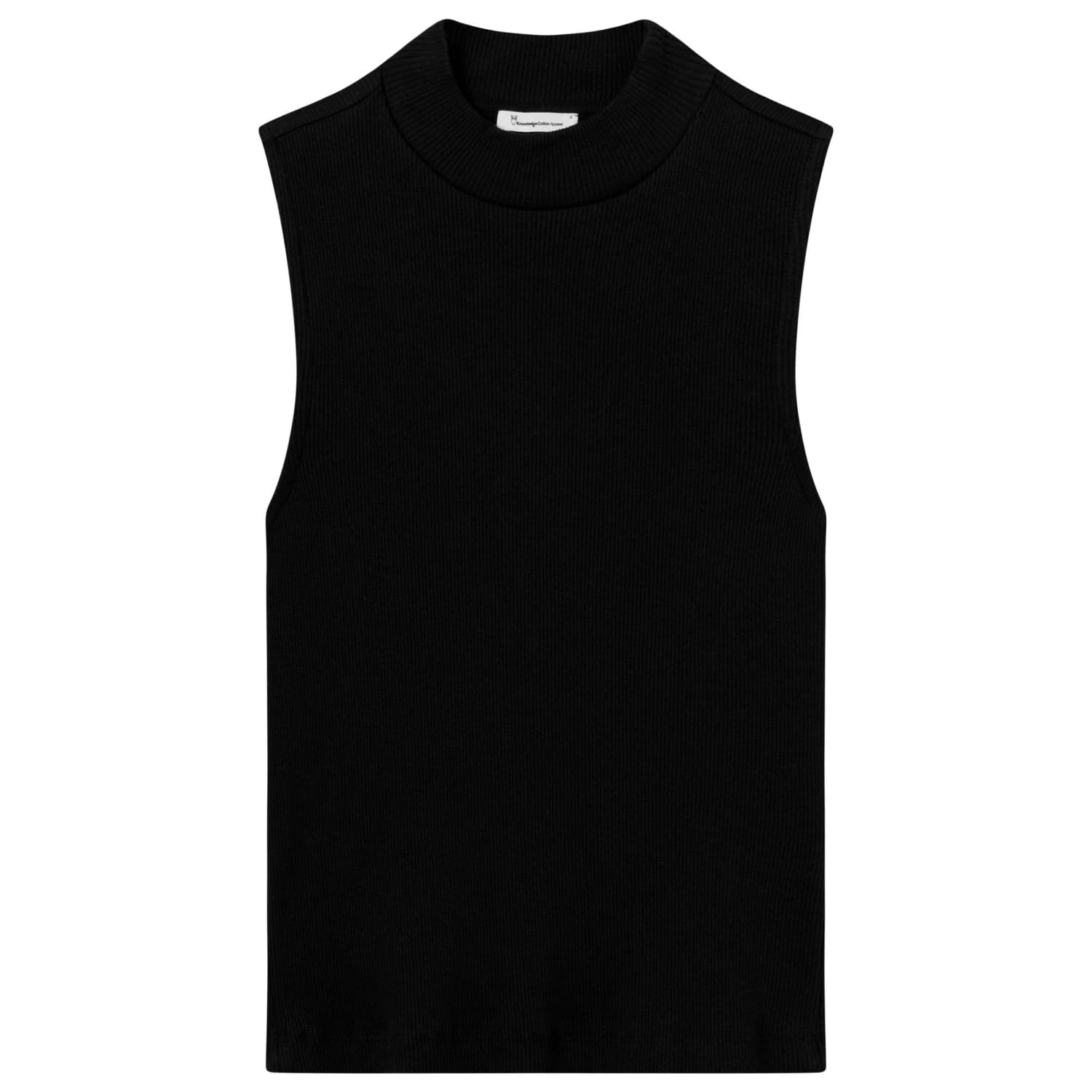 Дамски топ Knowledgecotton apparel Women's High Neck Rib Top - Black Jet