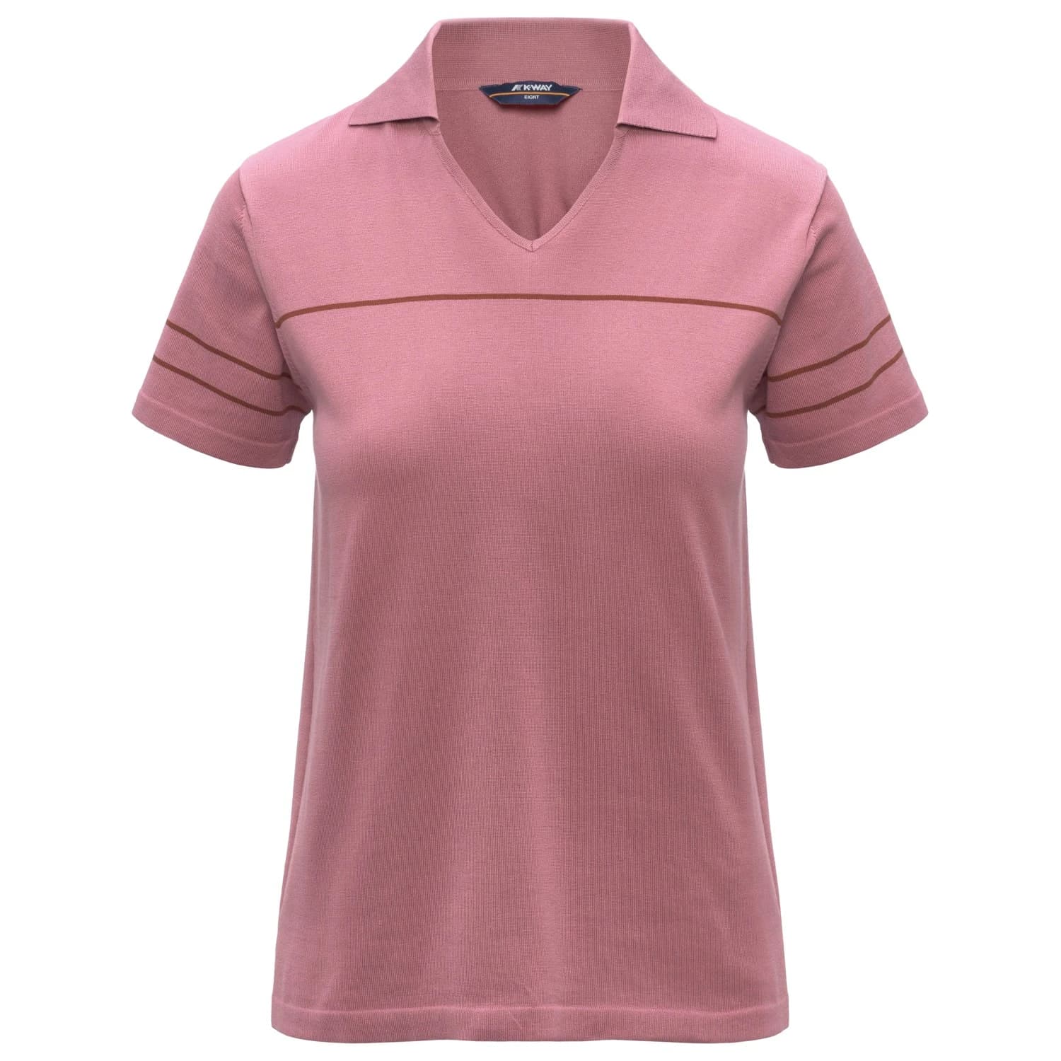 Дамска поло тениска K-Way Women's Mazardy Stripes Polo shirt - Violet Pinkish / Brown