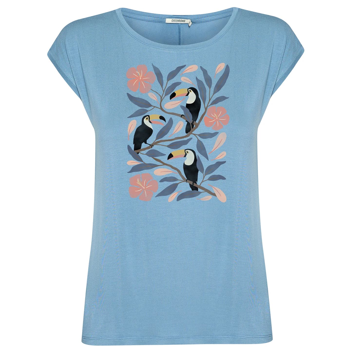 Дамска тениска Greenbomb Women's Tucan Flower Timid T-shirt - Glacier Blue