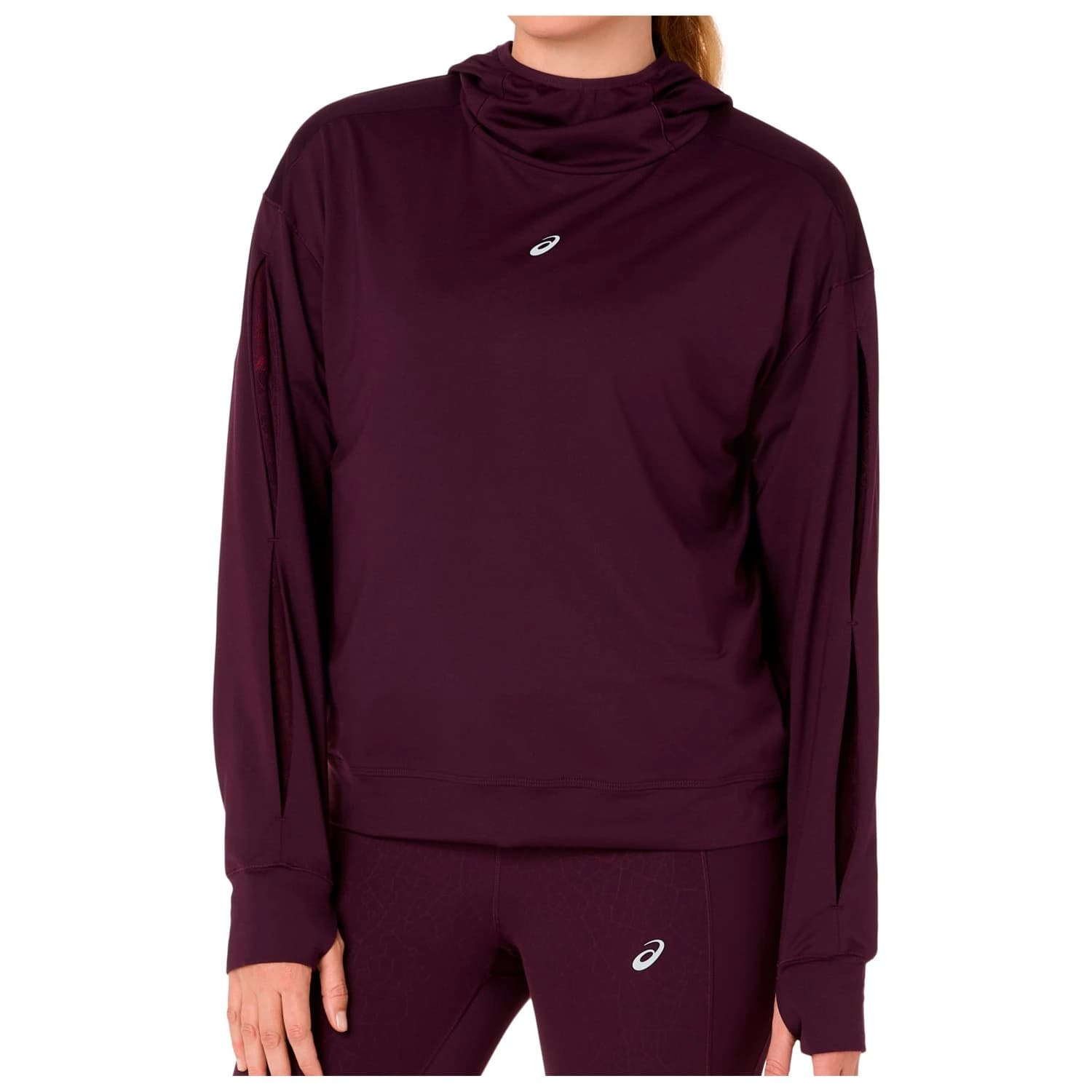 Дамска тениска Asics Women's Nagino Run Winter Hoodie Running shirt - Dark Aubergine