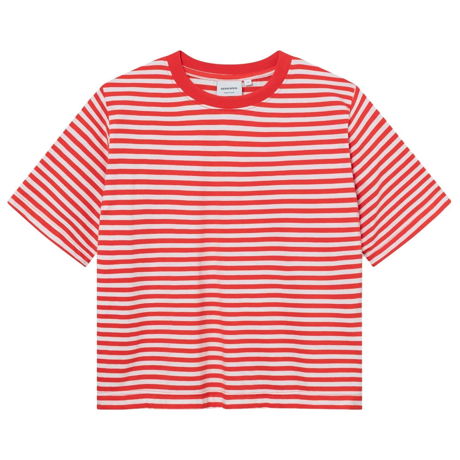 Дамска тениска DEDICATED Women's T-Shirt Vadstena T-shirt - Stripes Grenadine Red
