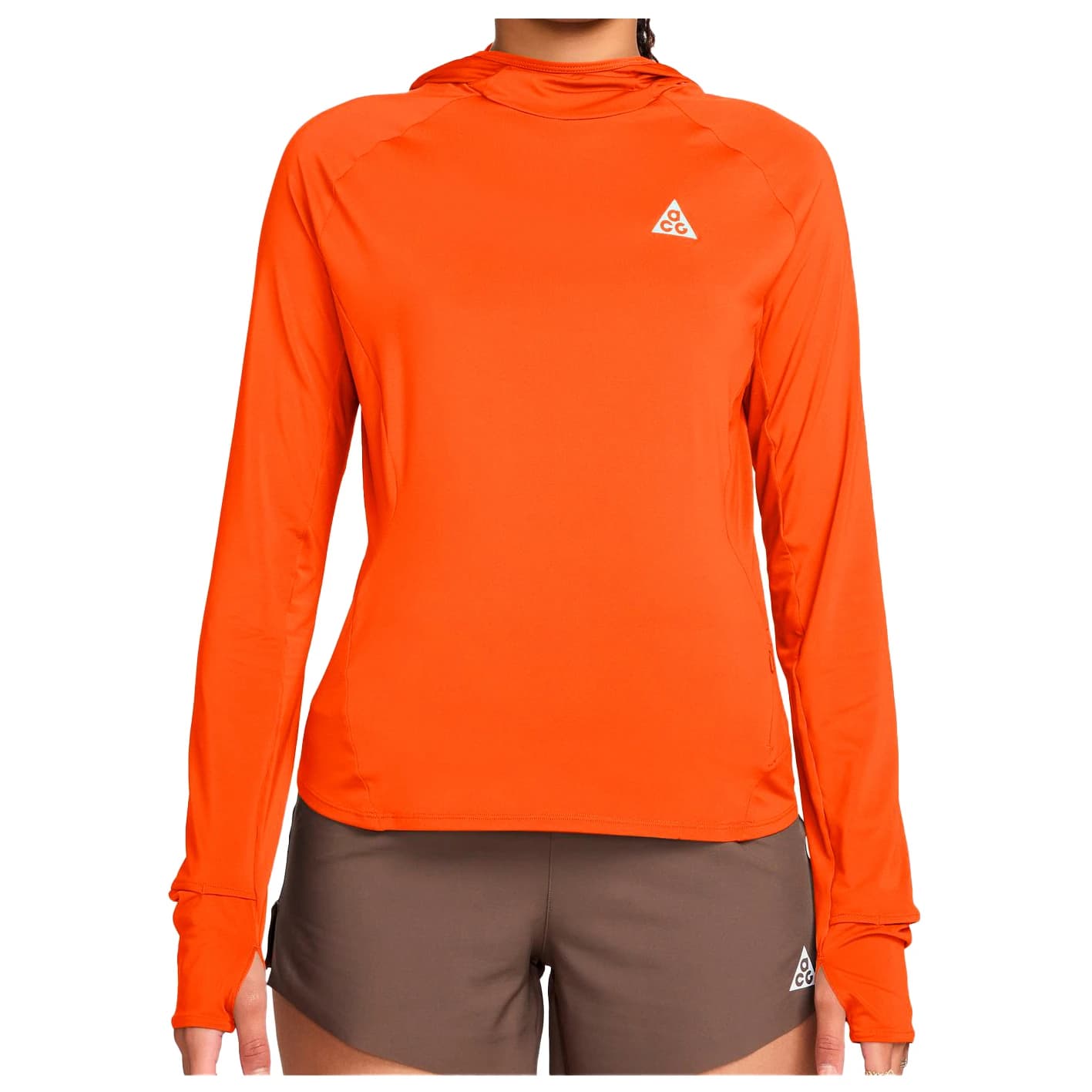 Дамска блуза с дълъг ръкав Nike Women's ACG Trail UV Hooded Midlayer Longsleeve - Safety Orange / Safety Orange / Summit White
