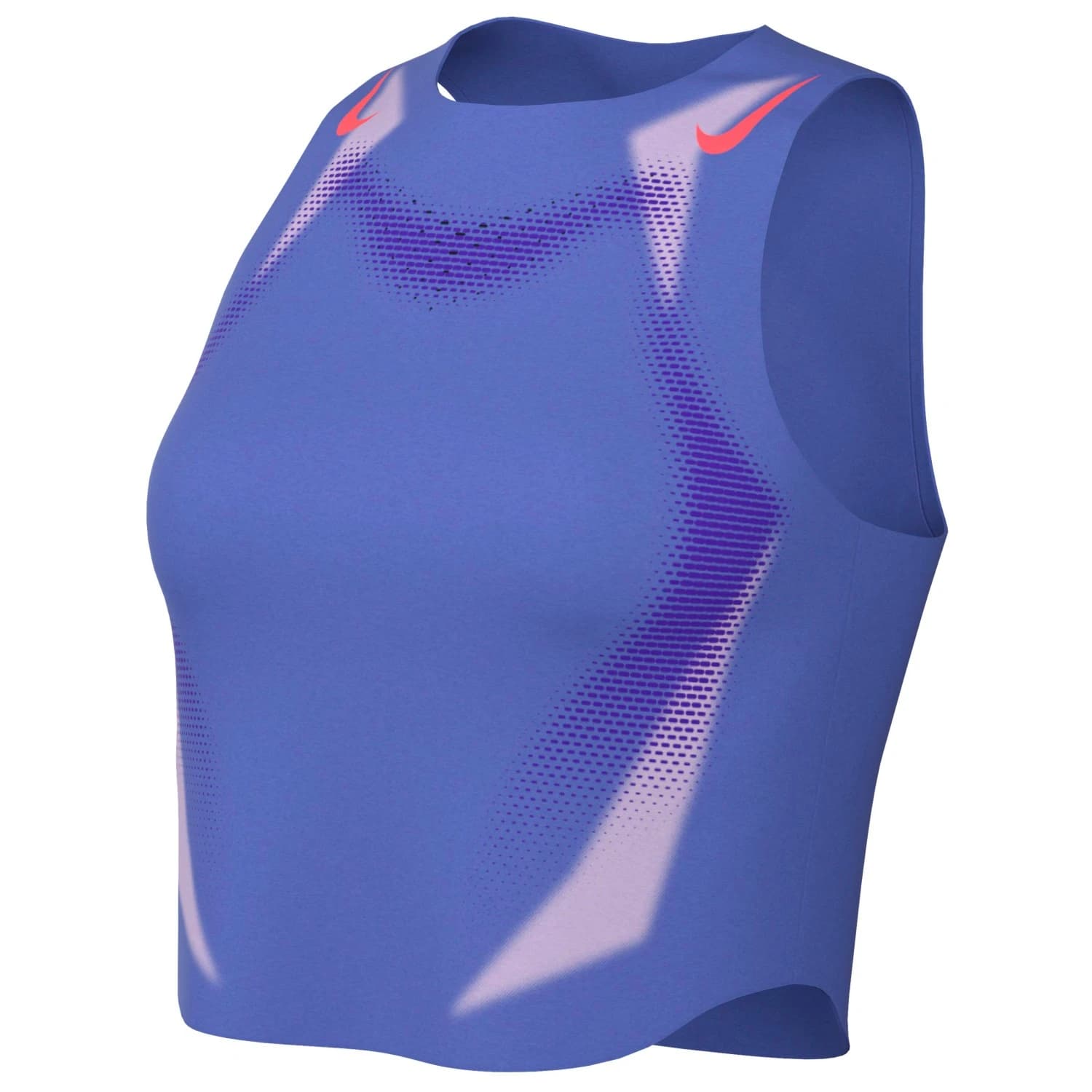 Дамски потник с широка презрамка Nike Women's AeroSwift DF ADV Cropped Running Tank Top - Sapphire / Hot Lava / Hot Lava