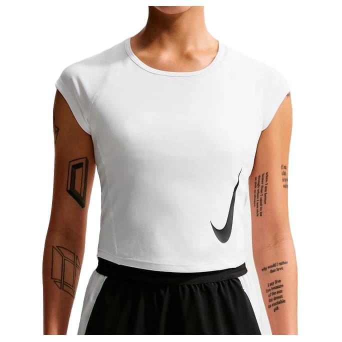 Дамска тениска Nike Women's Swoosh Run Dri-FIT S/S Running Top Running shirt - White / Photon Dust / Reflective Silver / Black