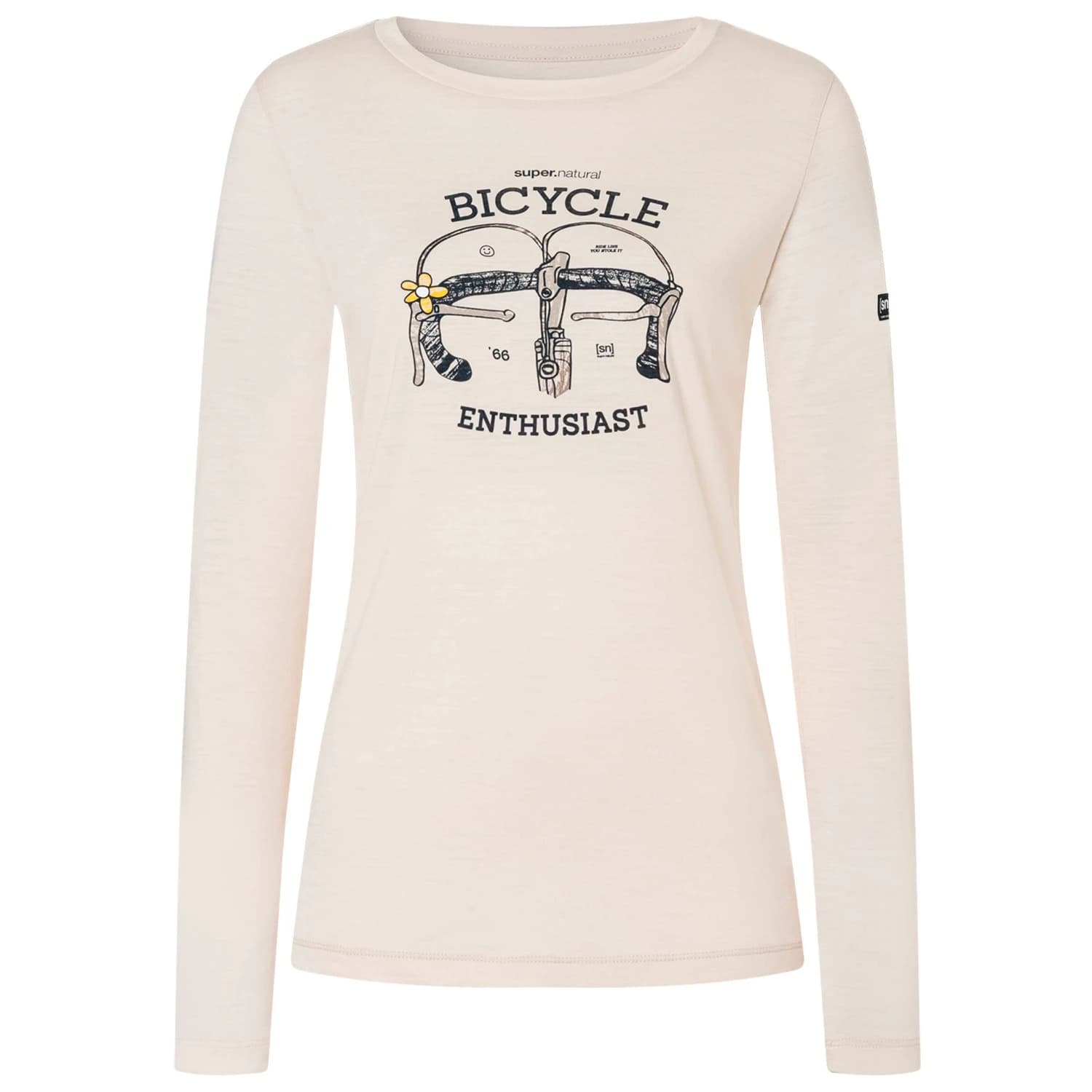 Дамска блуза с дълъг ръкав super.natural Women's Bike Enthusiast L/S Merino longsleeve - Tapioca / Various