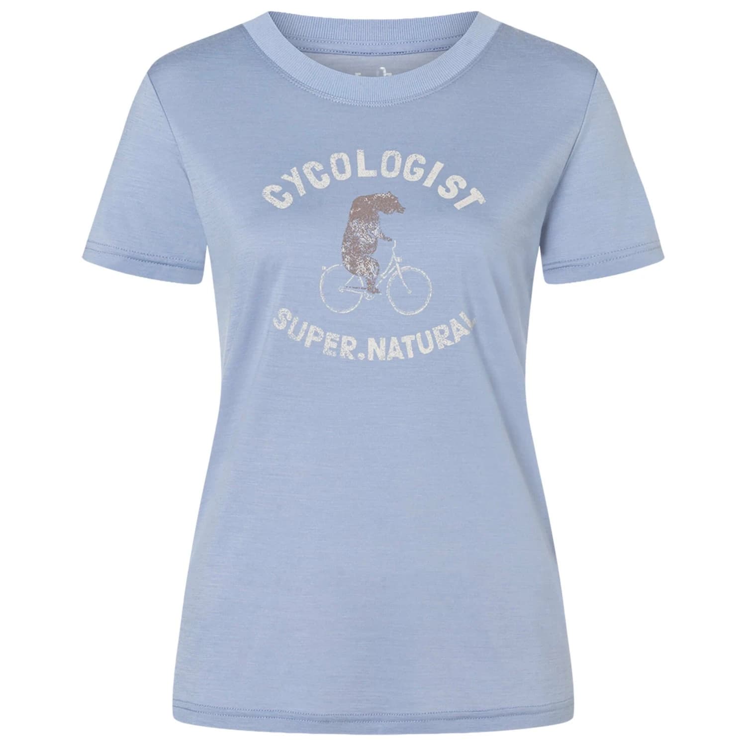 Дамска мериносова блуза super.natural Women's Cycologist Bio Jersey Tee Merino shirt - Forget Me Not Blue / Tapioca / Mountain Trail