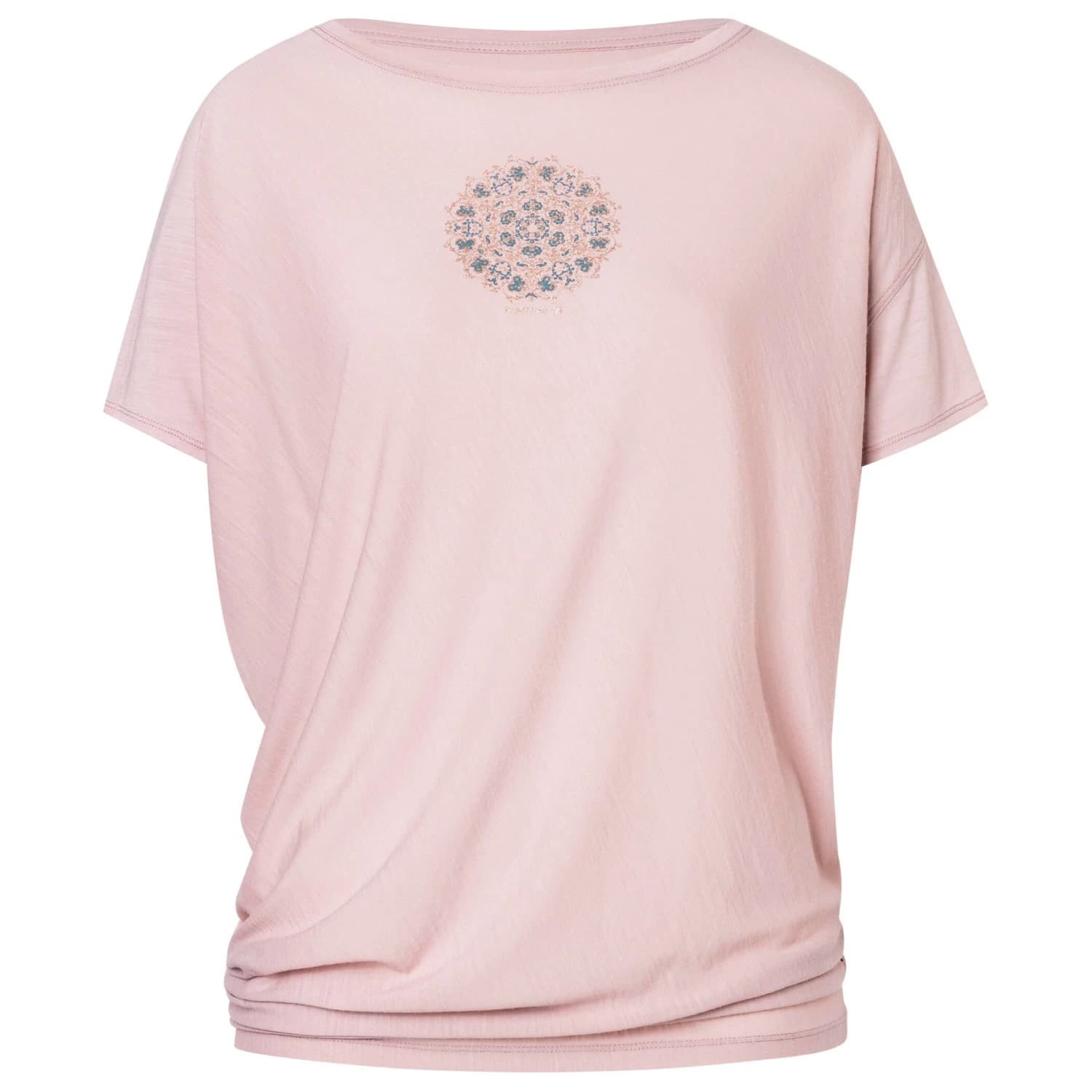 Дамска мериносова блуза super.natural Women's Ornamental Loose Tee Merino shirt - Dusty Rose / Tapioca GL / Stormy Weather