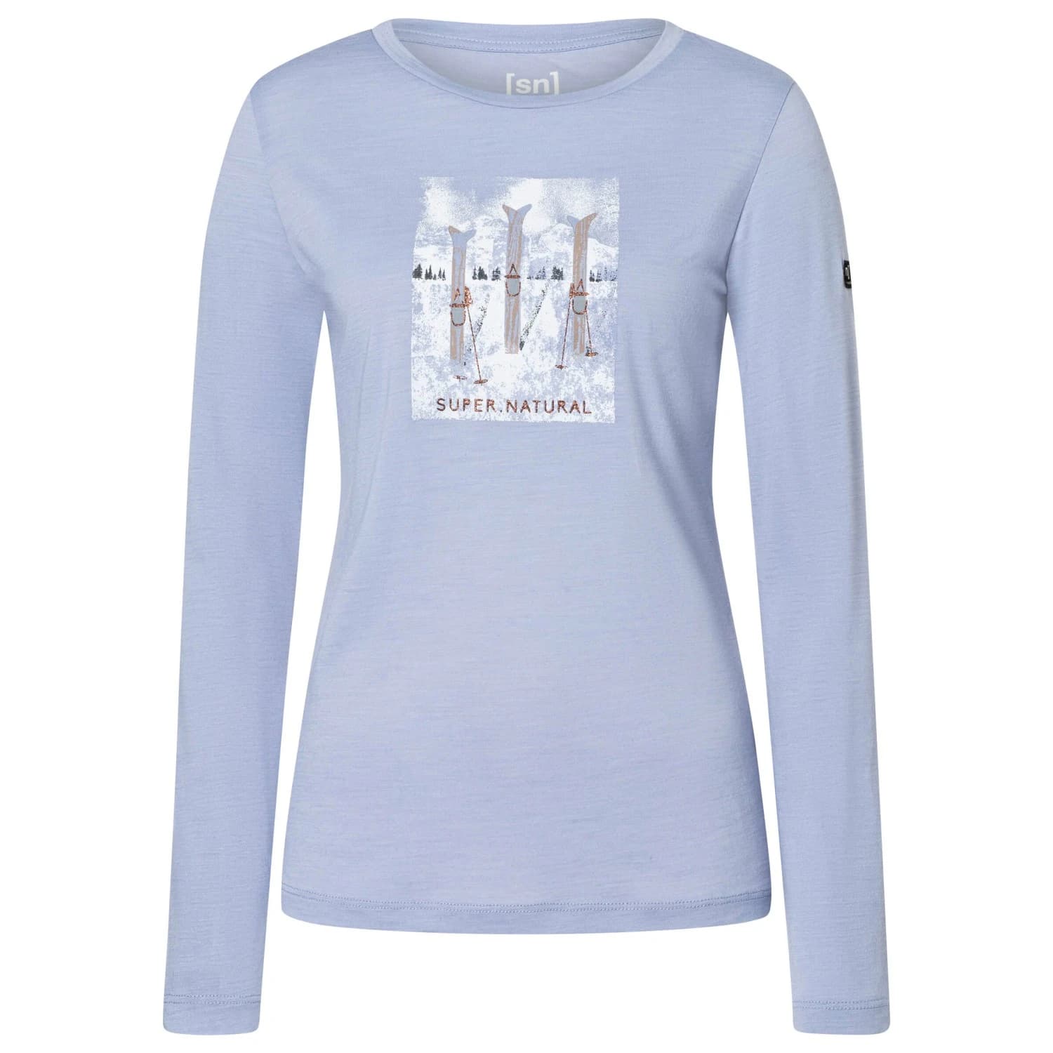 Блуза с дълъг ръкав super.natural Women's Triple Ski L/S Merino longsleeve - Forget Me Not Blue / Various