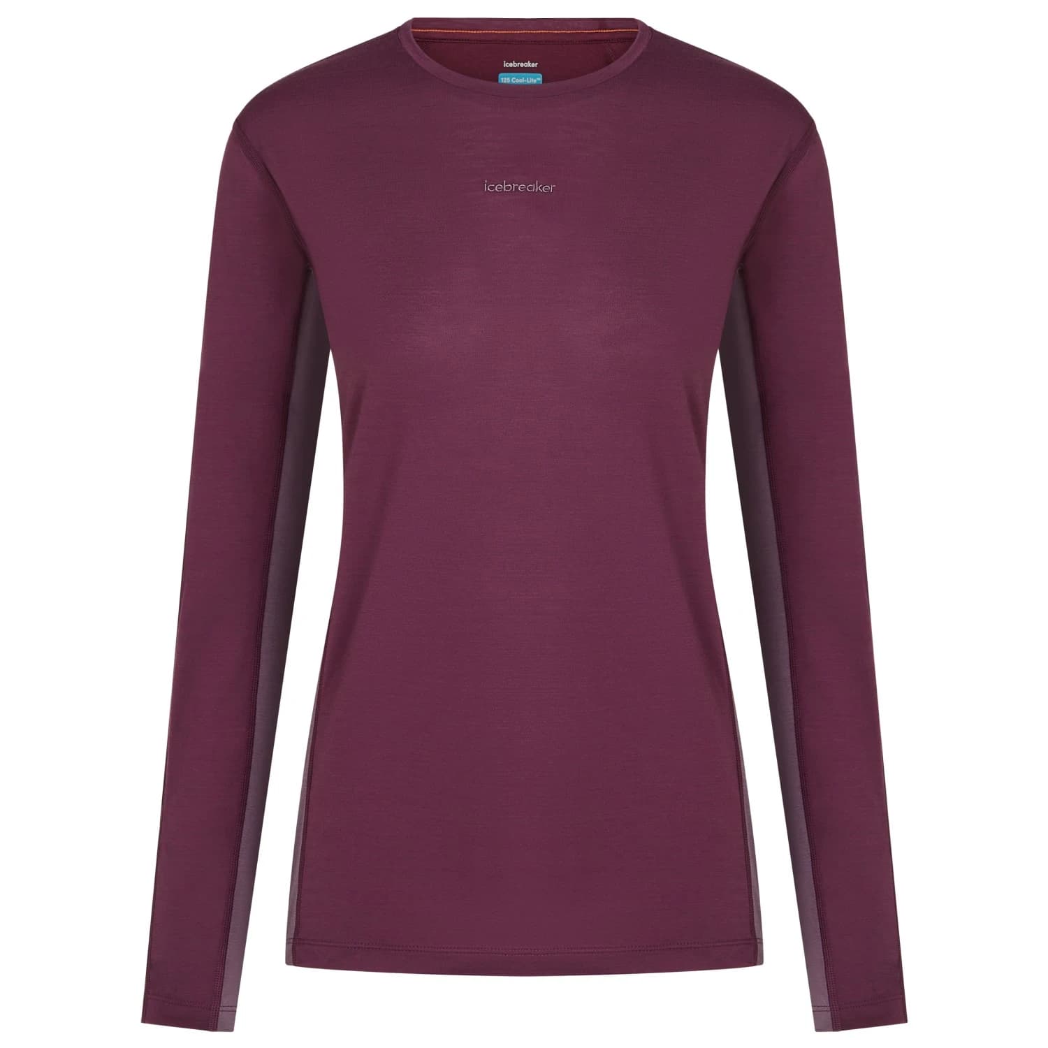 Дамска мериносова блуза Icebreaker Women's Merino Blend 125 L/S Tee Colour Block Merino shirt - Dark Berry / Grey Plum / Cb