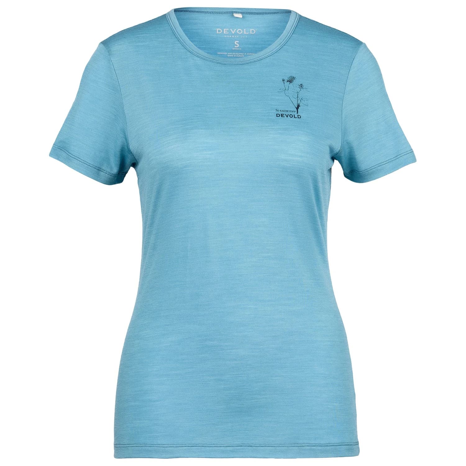 Дамска мериносова блуза Devold Women's Active Clover Tee Merino shirt - Skyblue