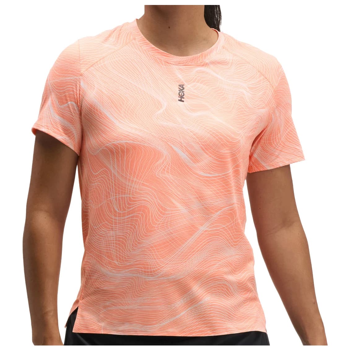 Дамска тениска HOKA Women's Everyrun S/S Clf Prt Running shirt - Sunstone PRT