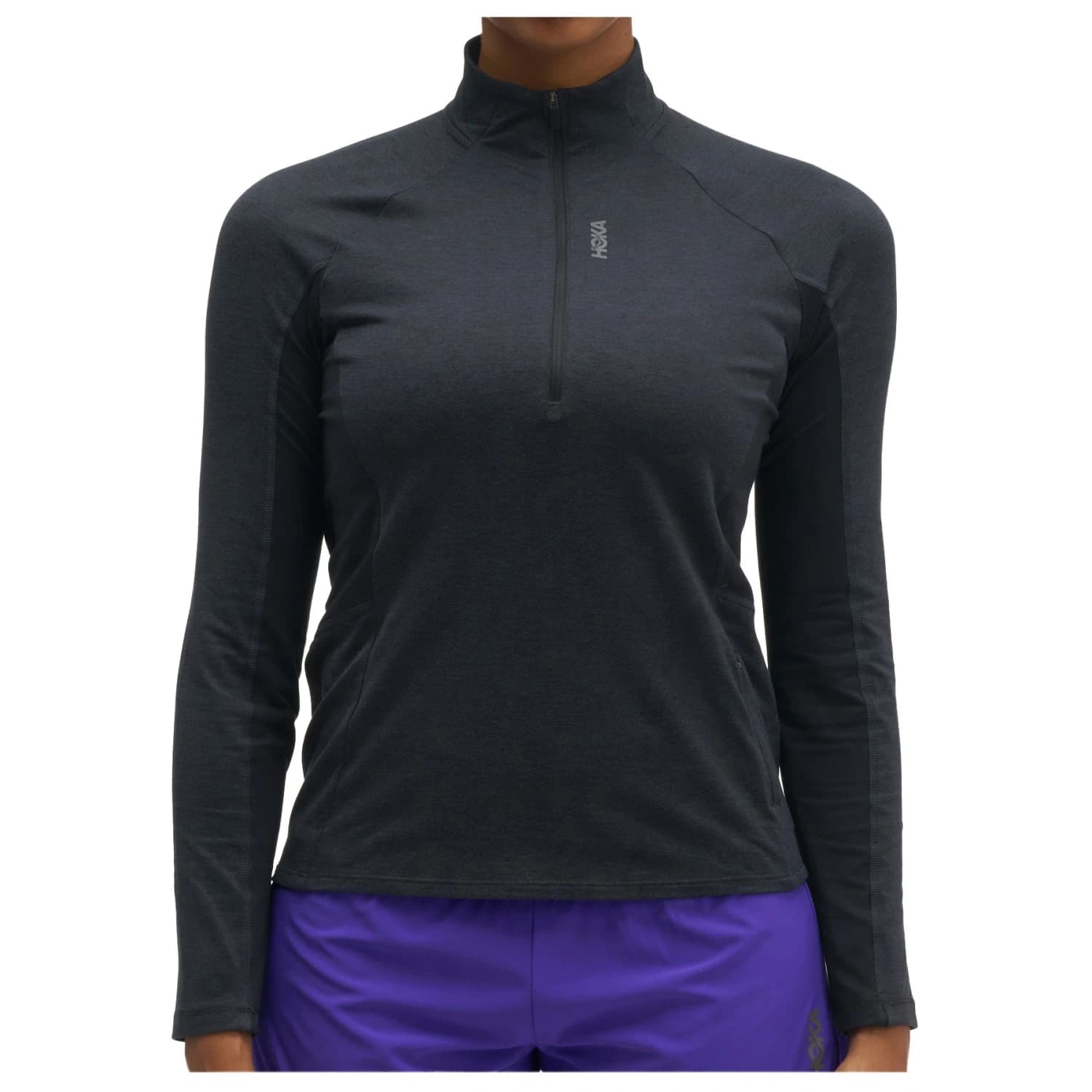 Тениска HOKA Women's Skyform Half Zip Running shirt - Black Heather