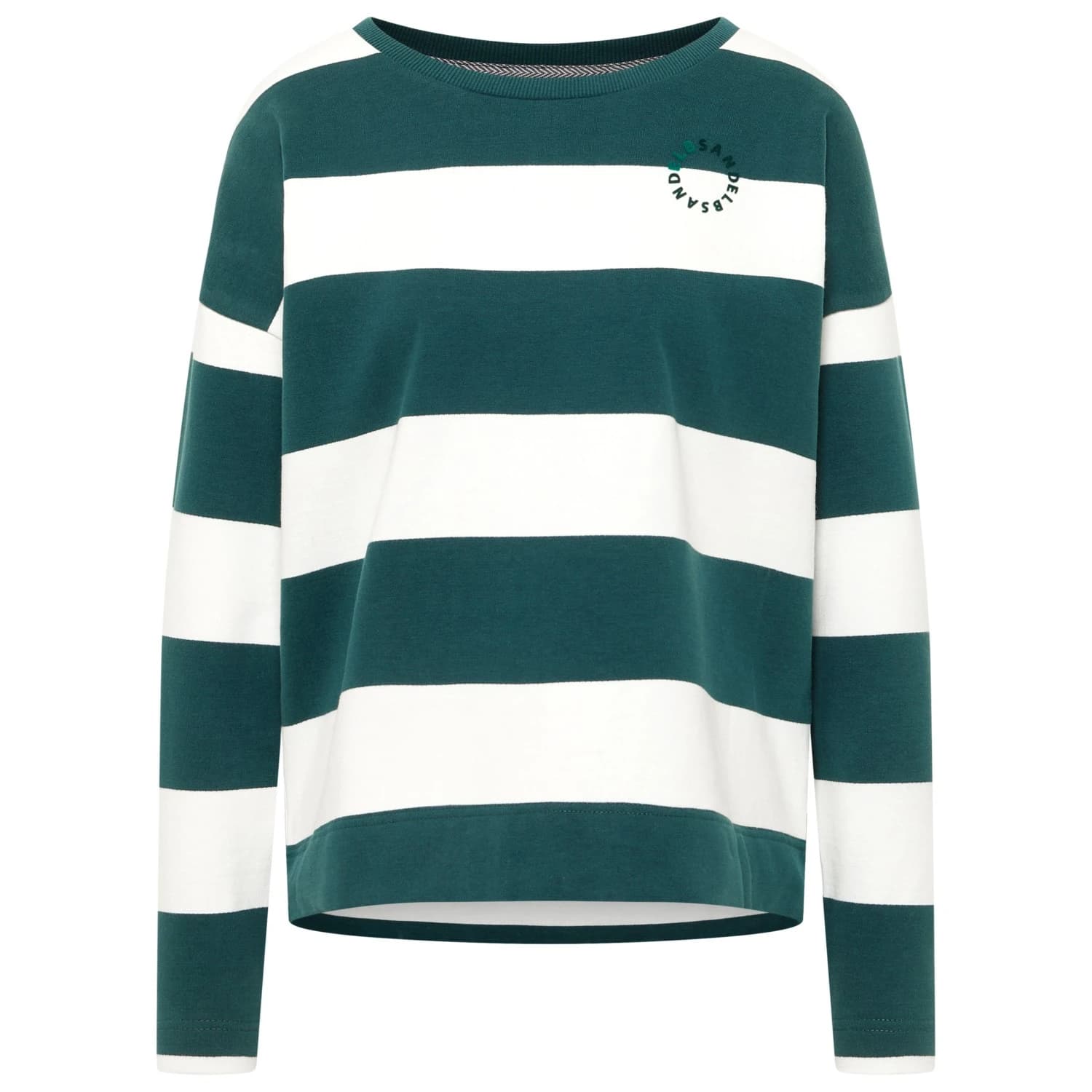 Дамска блуза с дълъг ръкав ELBSAND Women's Hilma Longsleeve - Dark Ivy / Cloud White / Stripe
