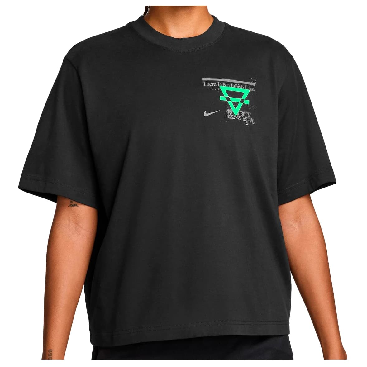 Дамска тениска Nike Women's Dri-Fit Swift Boxy Juxtasport Tee Running shirt - Black / NO / Illusion Green