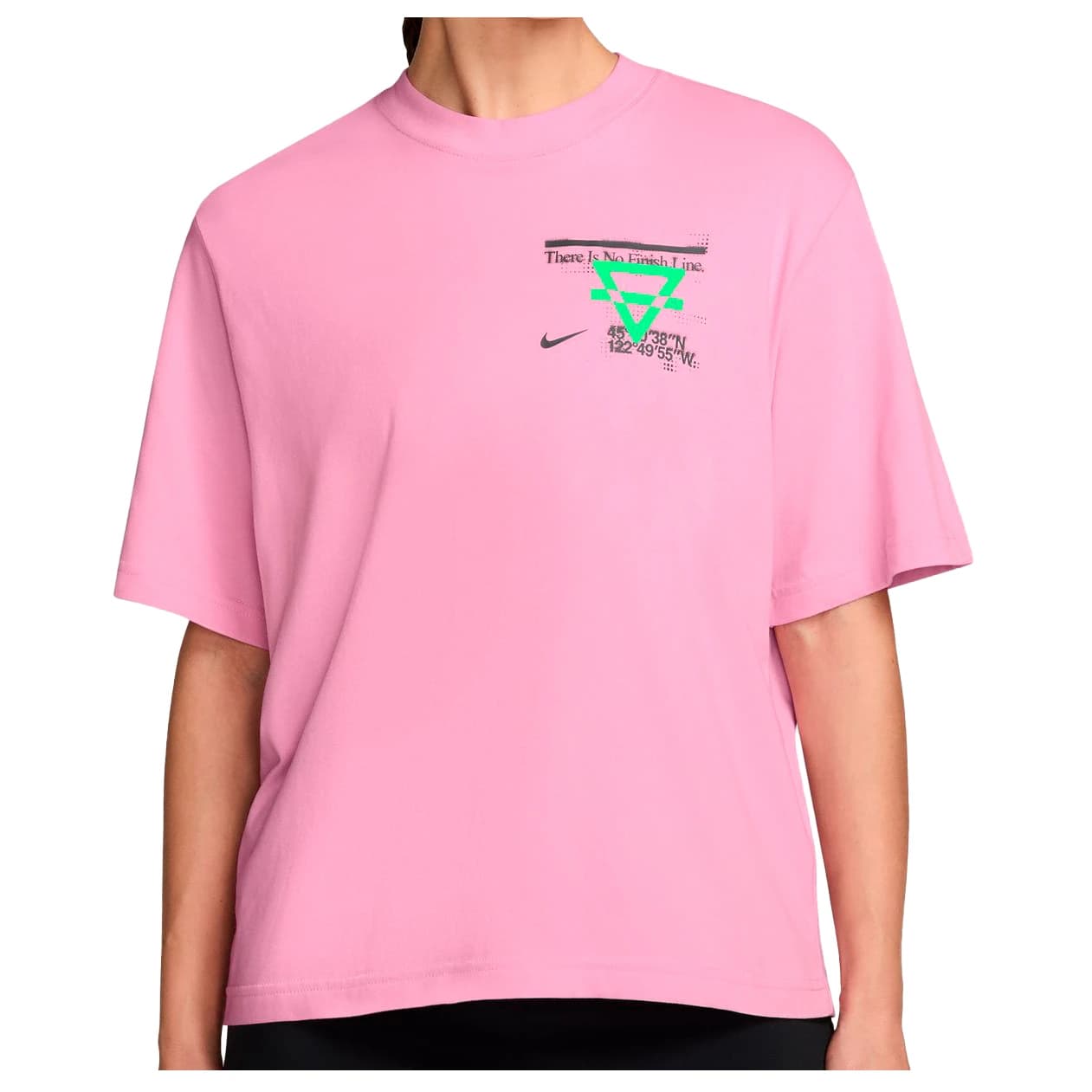 Дамска тениска Nike Women's Dri-Fit Swift Boxy Juxtasport Tee Running shirt - Pink Rise / Illusion Green